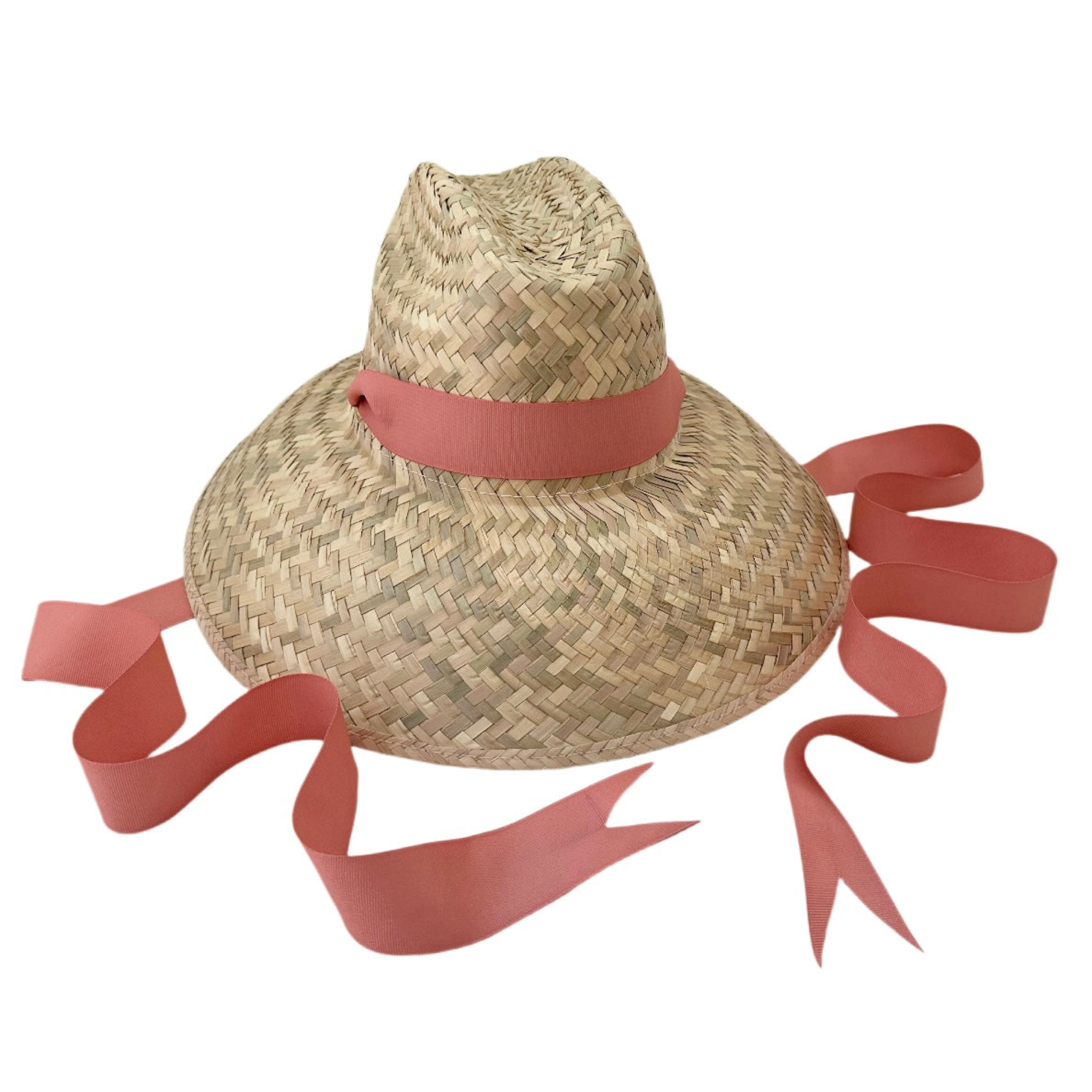 Begonia Sun Hat - Long Coral Grosgrain Ribbon - Ten Easy Street