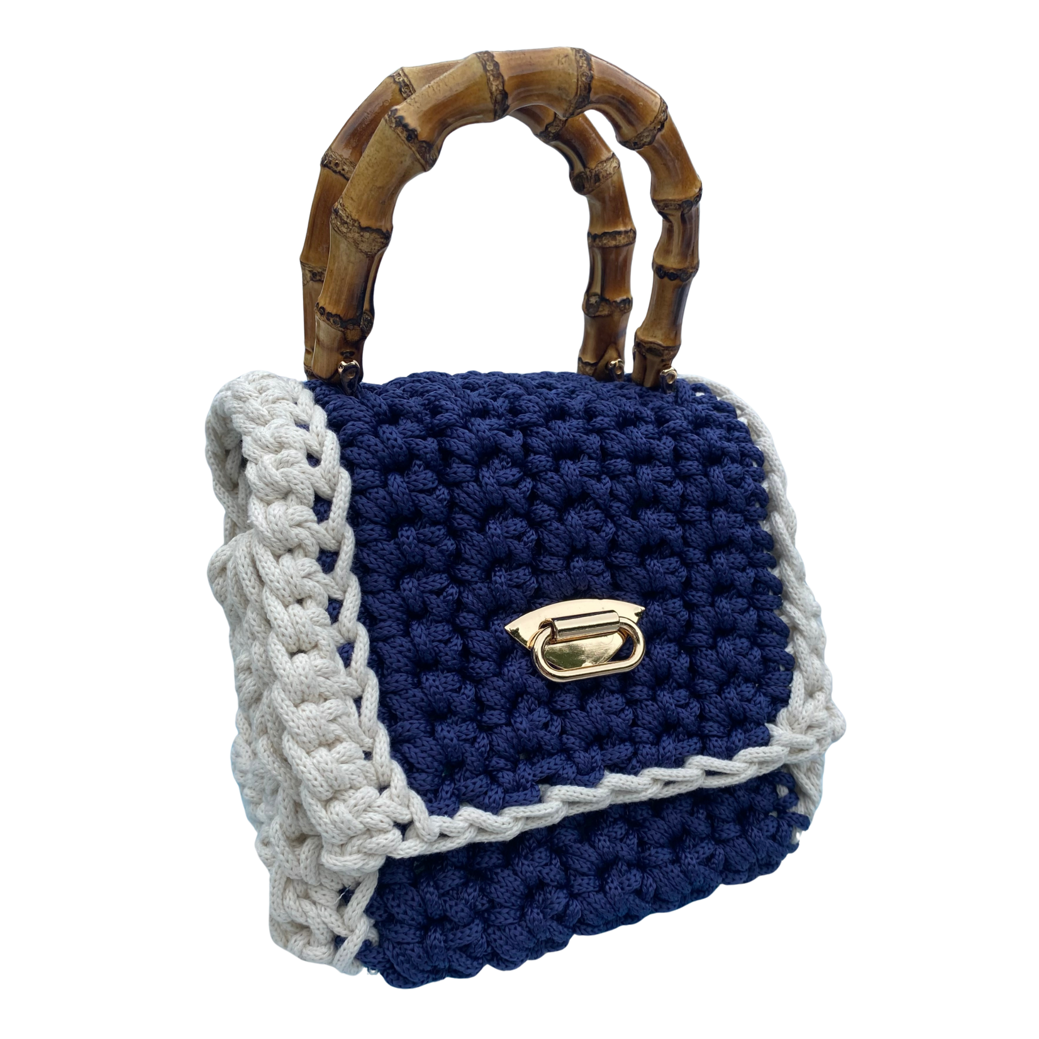 "Queen Mother Bag" in Solid Navy with White Edging - TEN EASY STREET