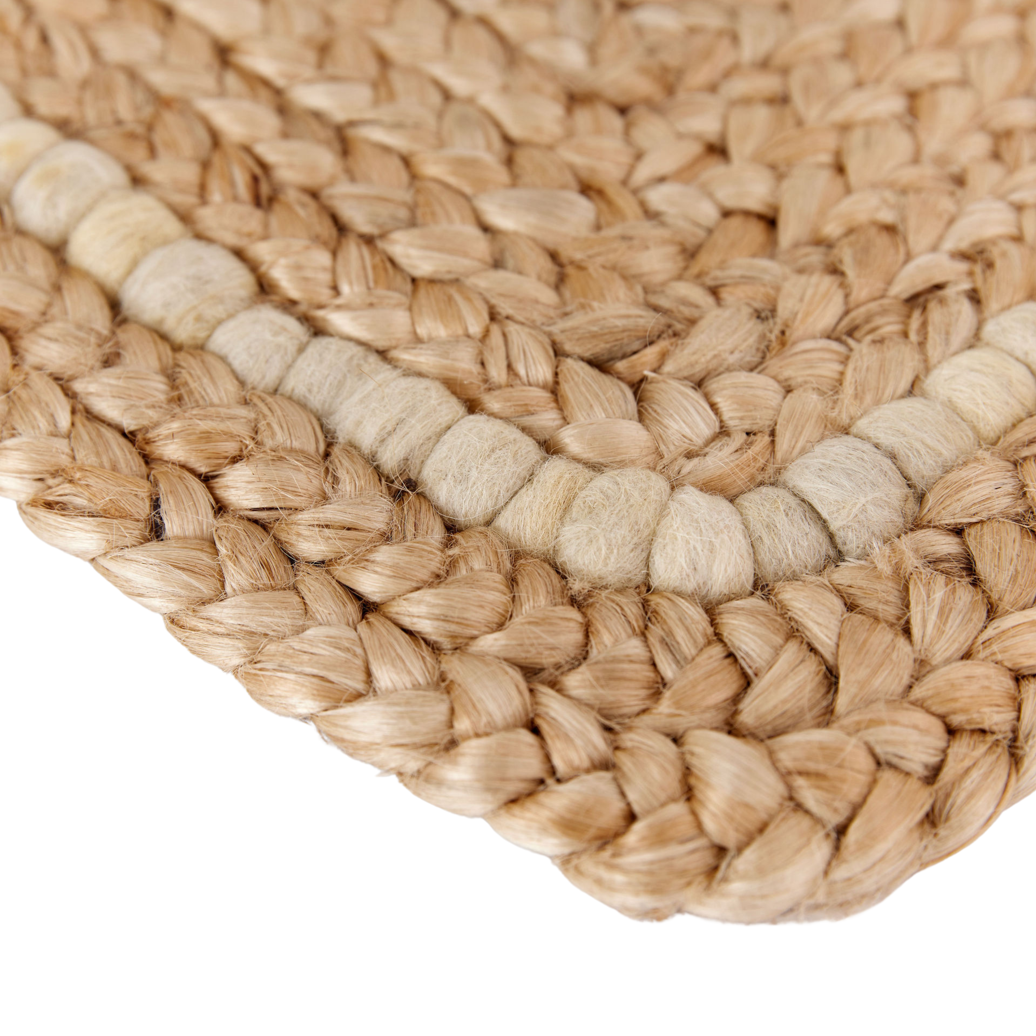 Braided Jute Doormat with Hand-spun Wool Accents - Ten Easy Street