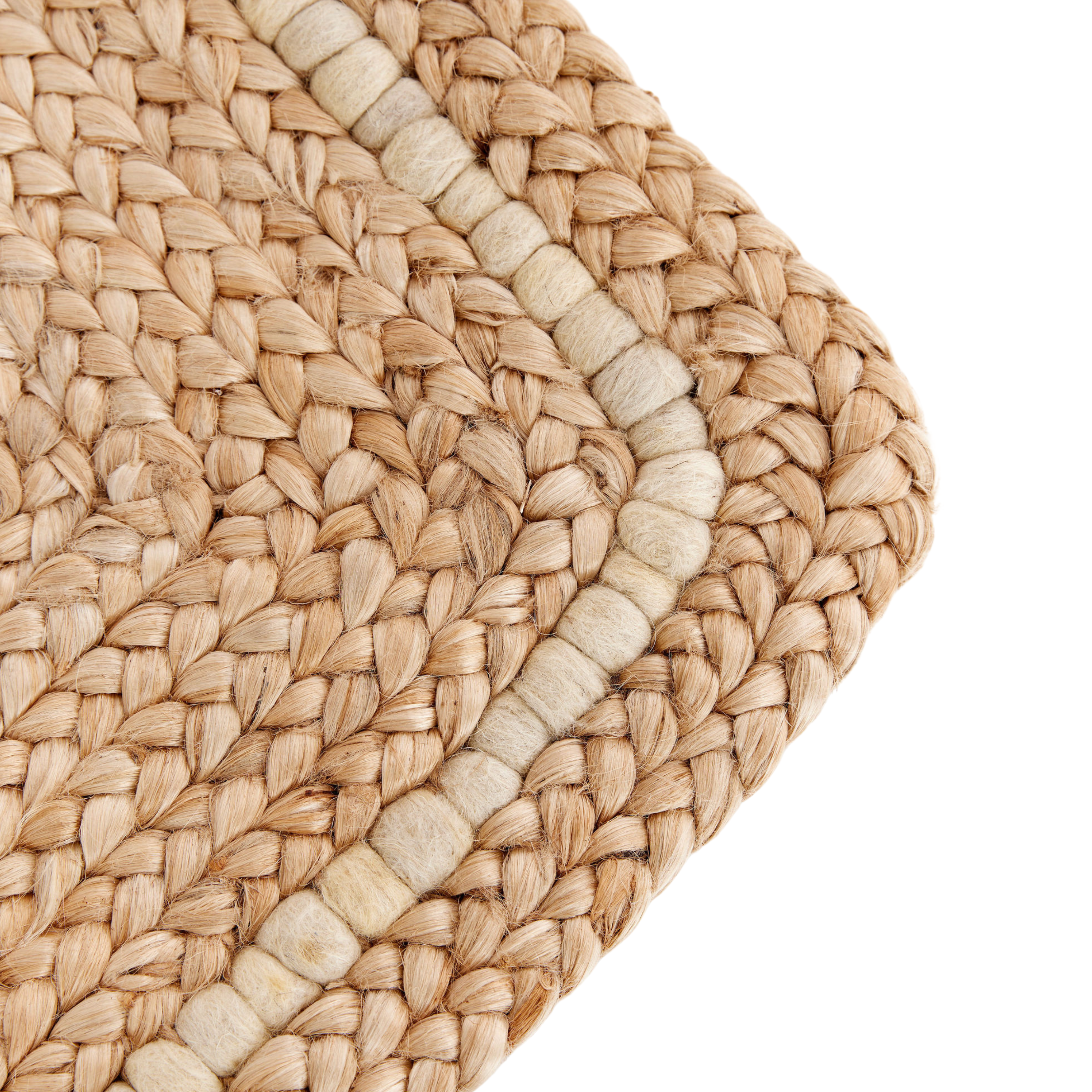 Braided Jute Doormat with Hand-spun Wool Accents - Ten Easy Street