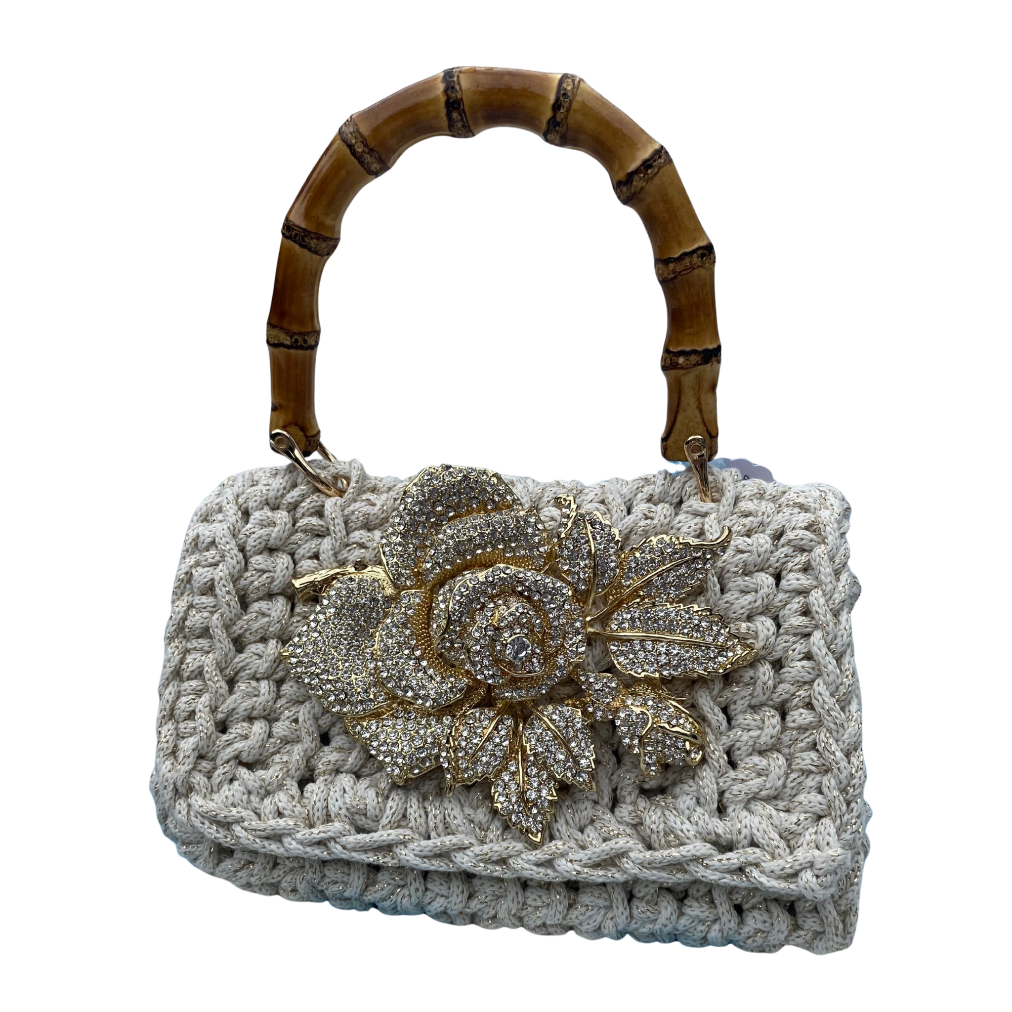 Cocktail Bag" with Brooch in Gold Fleck - TEN EASY STREET