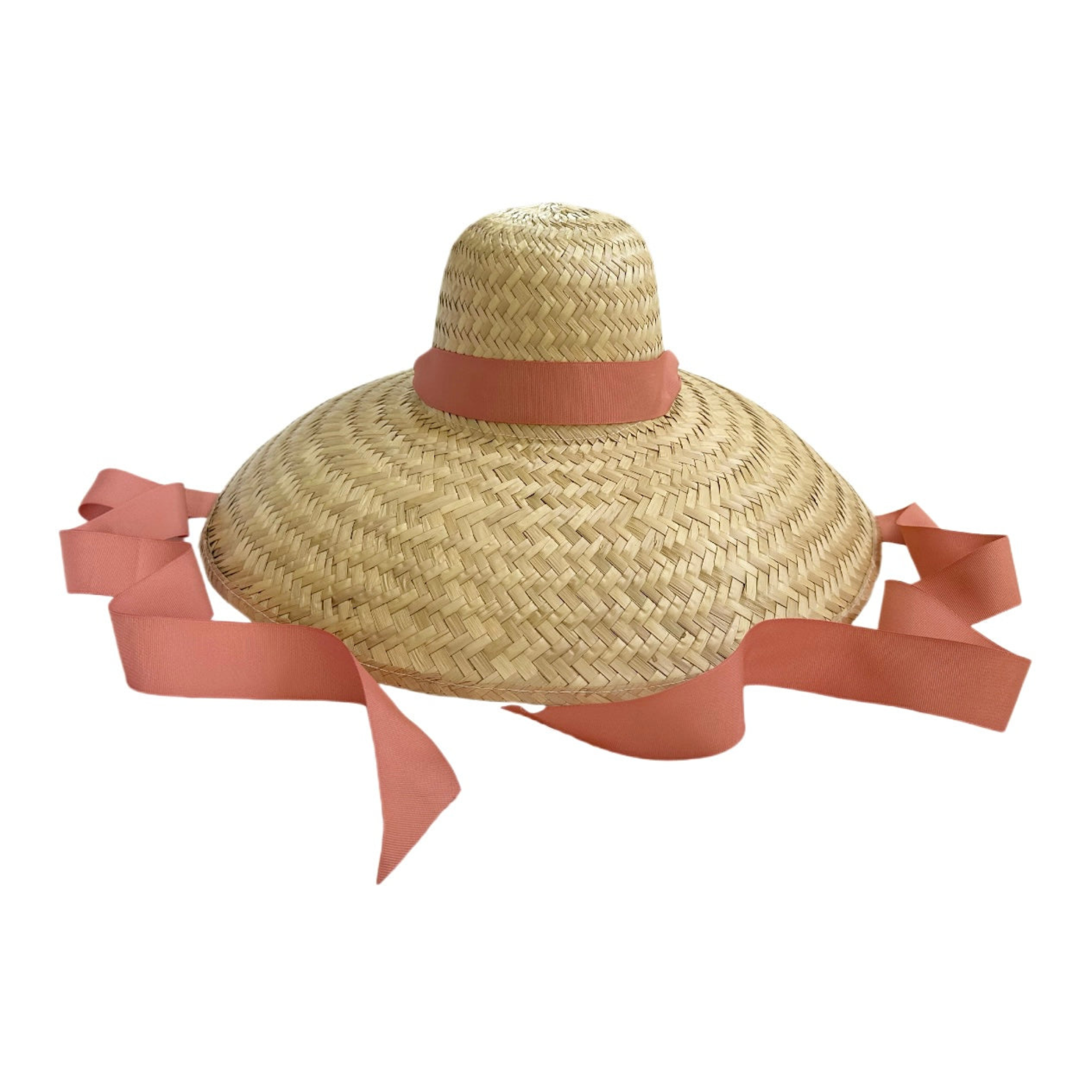 Geranium Sun Hat - Long Coral Grosgrain Ribbon - Ten Easy Street