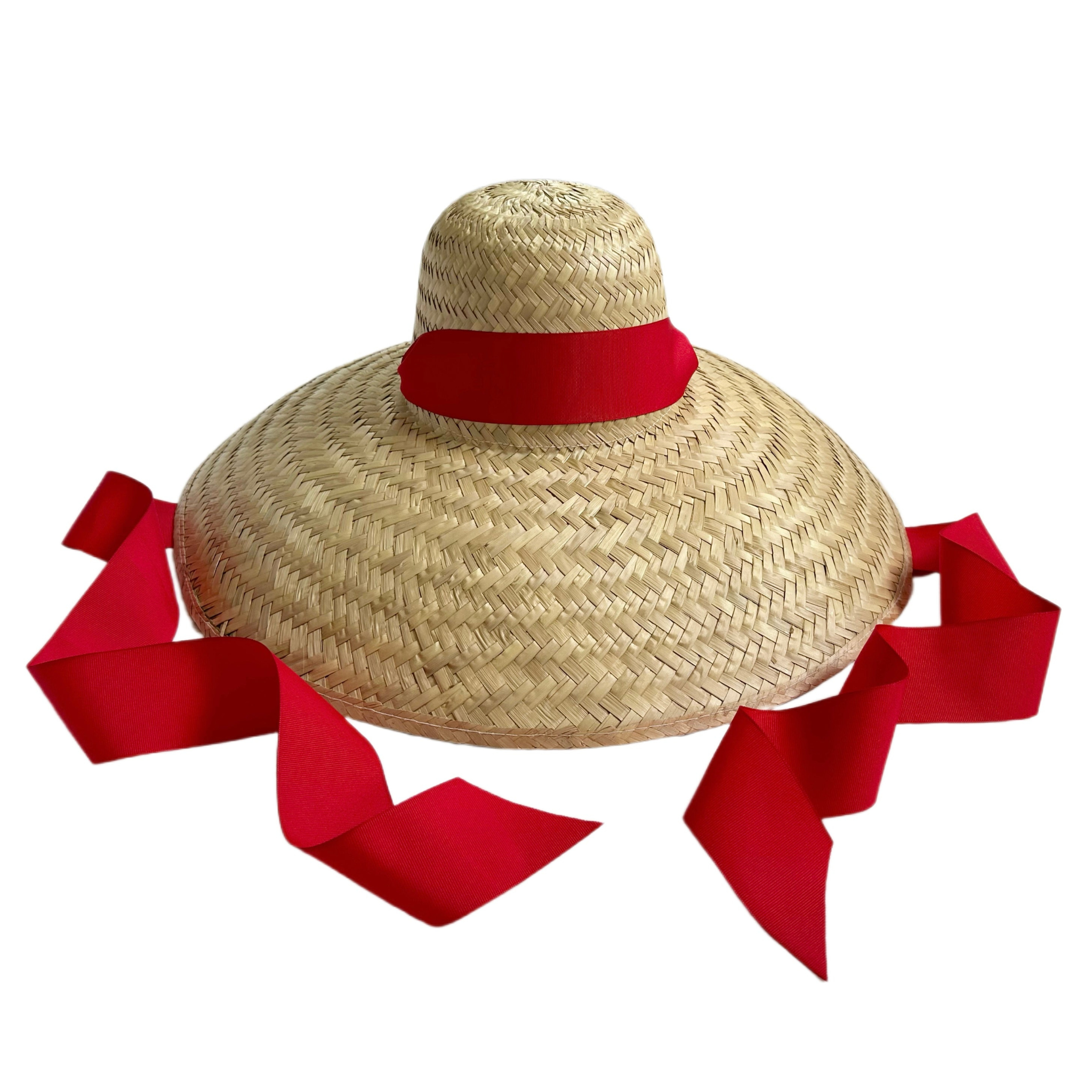 Geranium Sun Hat - Long Red Grosgrain Ribbon - Ten Easy Street