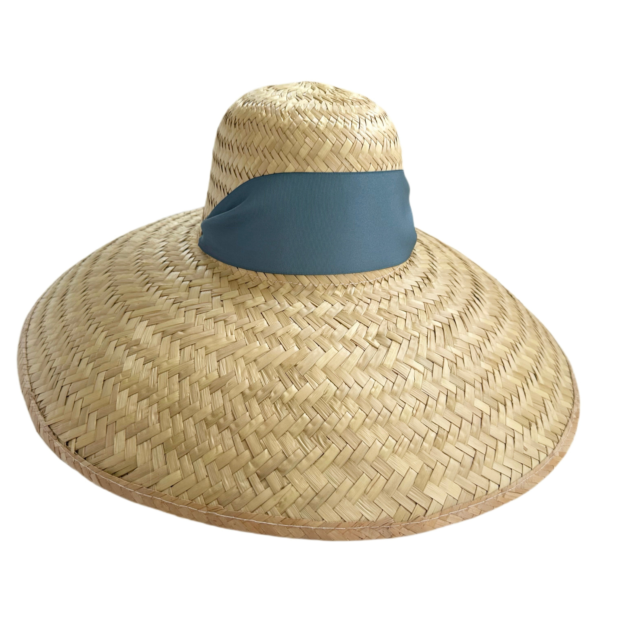 Geranium Sun Hat - Short & Wide French Blue Grosgrain Ribbon - Ten Easy Street