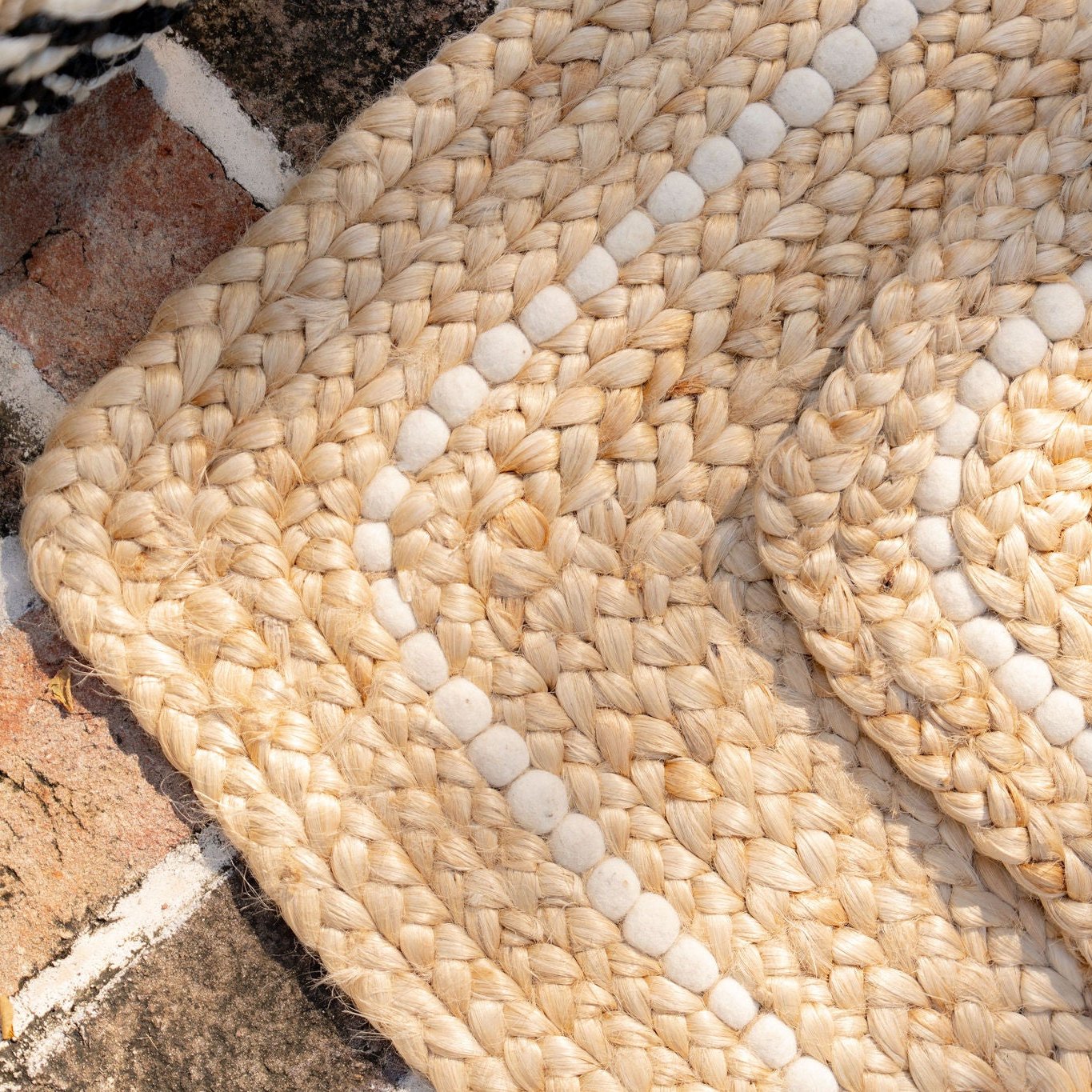 Braided Jute Doormat with Hand-spun Wool Accents - Ten Easy Street