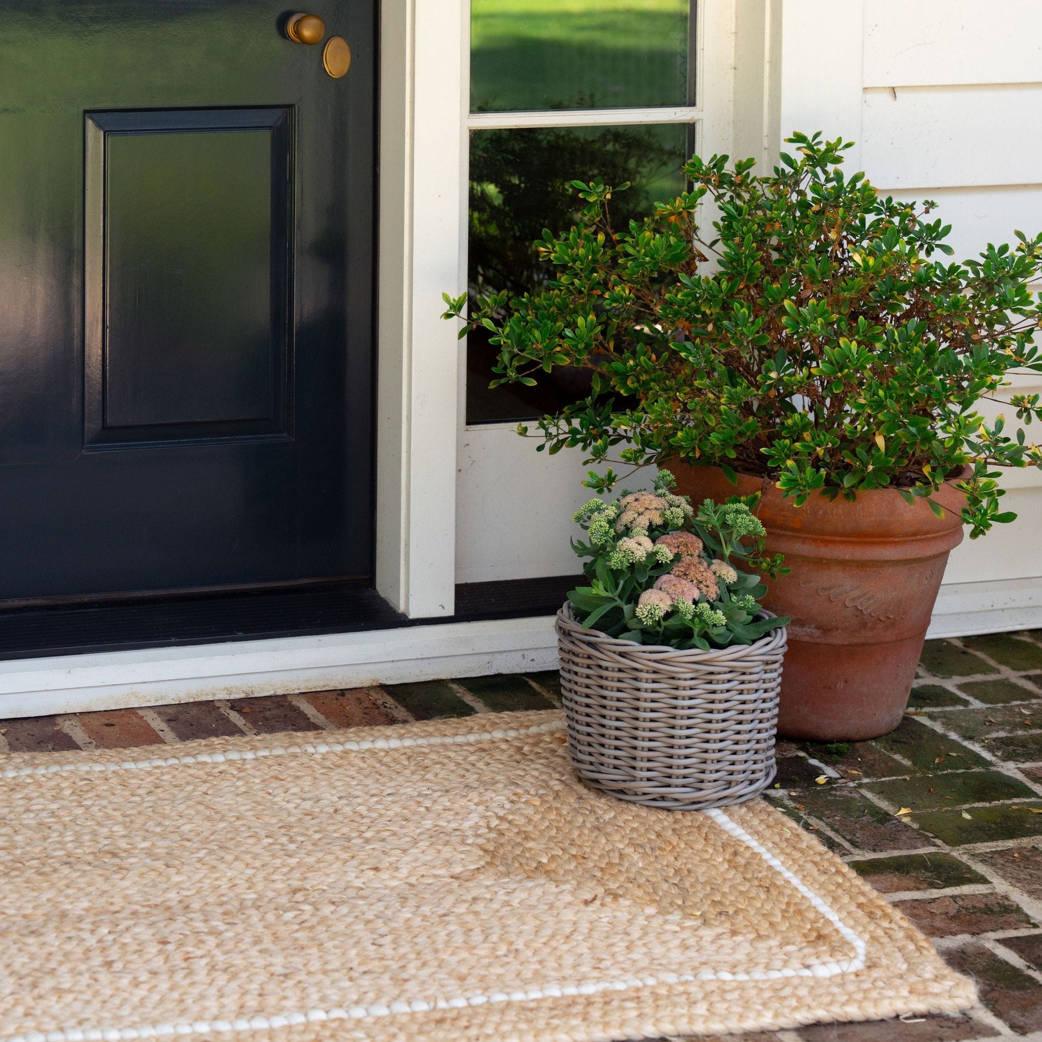 Braided Jute Doormat with Hand-spun Wool Accents - Ten Easy Street