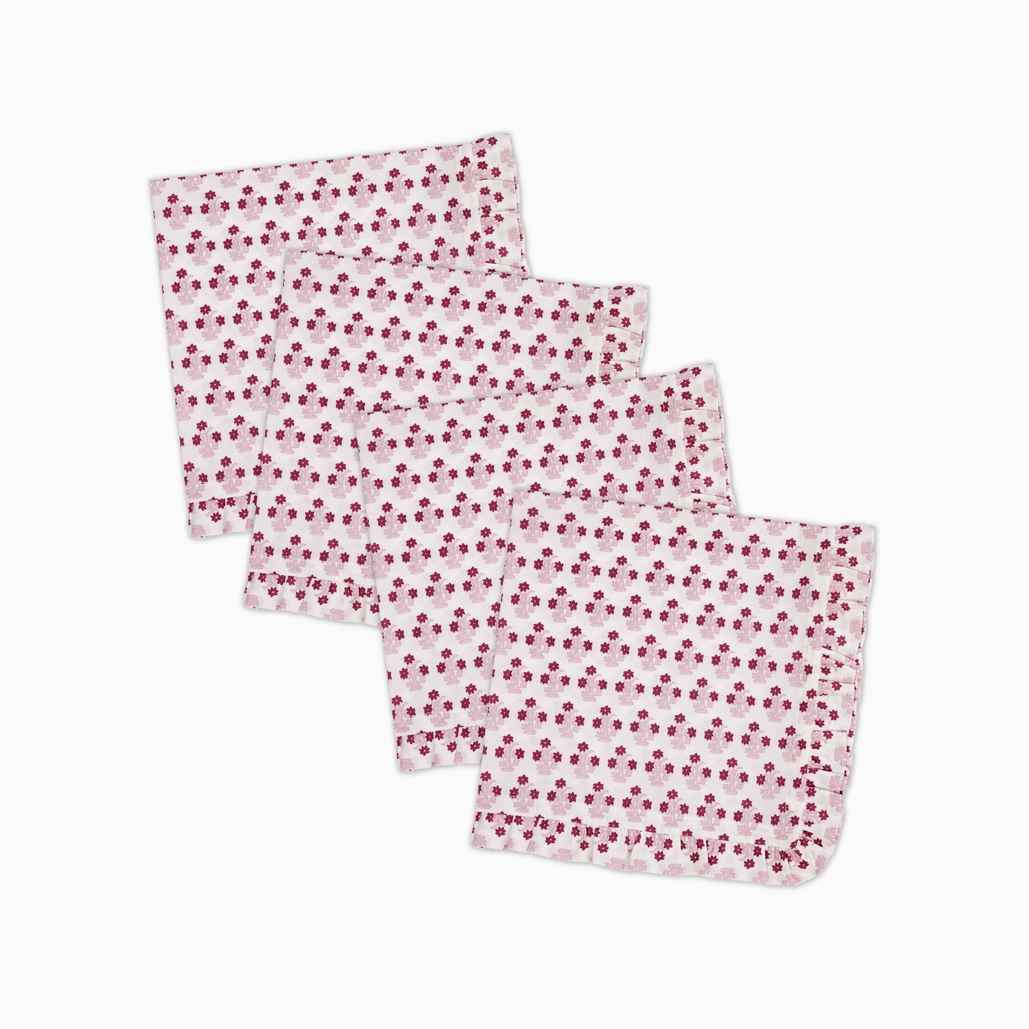 Abigail Pink Ruffled Dinner Napkin - Set of 4-Ten Easy Street