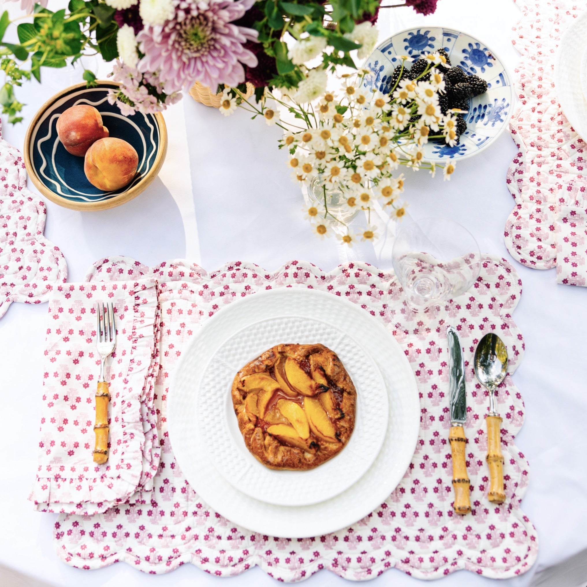 Abigail Pink Scalloped Quilted Placemat-Ten Easy Street