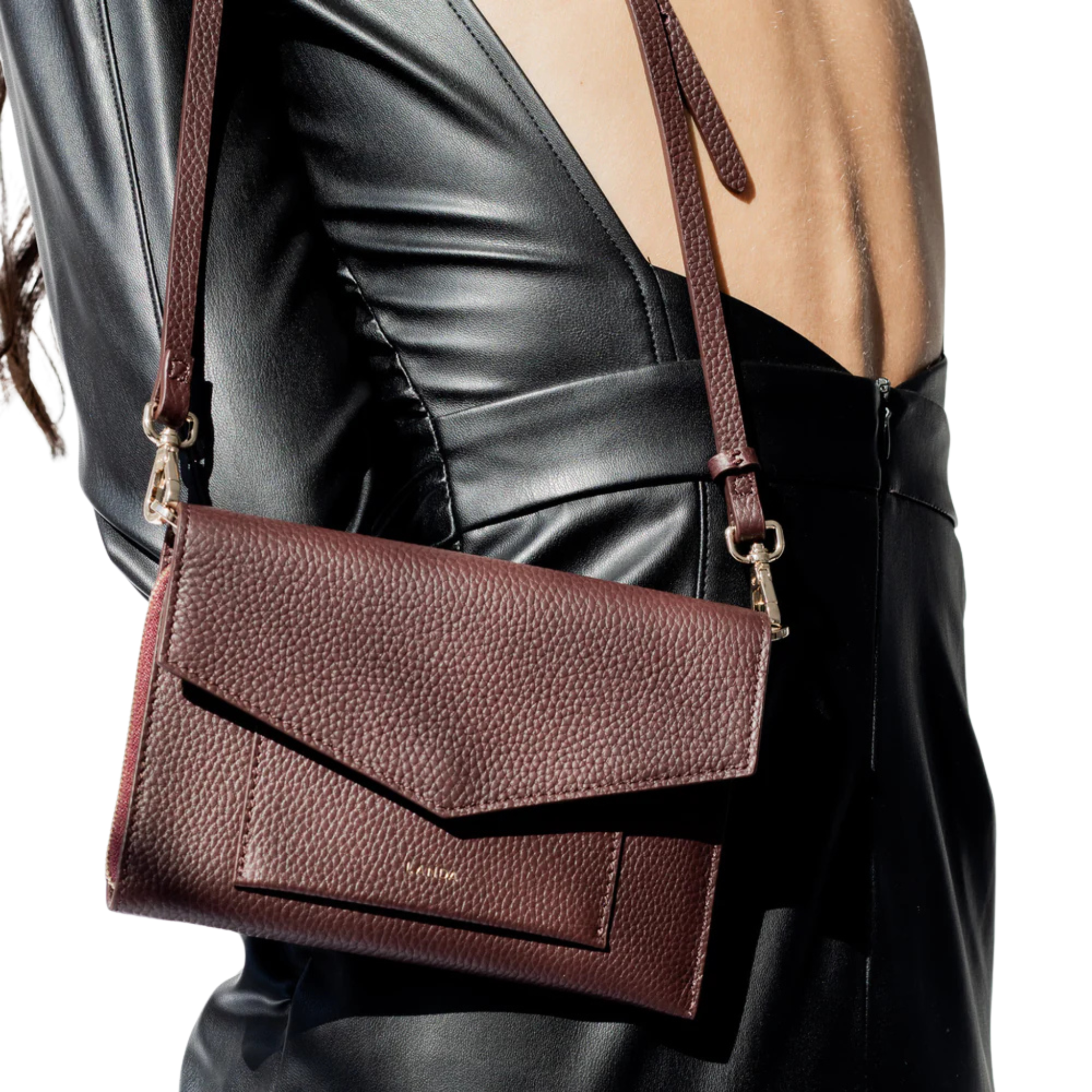 Aliso Structured Phone Bag in Burgundy-LANDA-Ten Easy Street