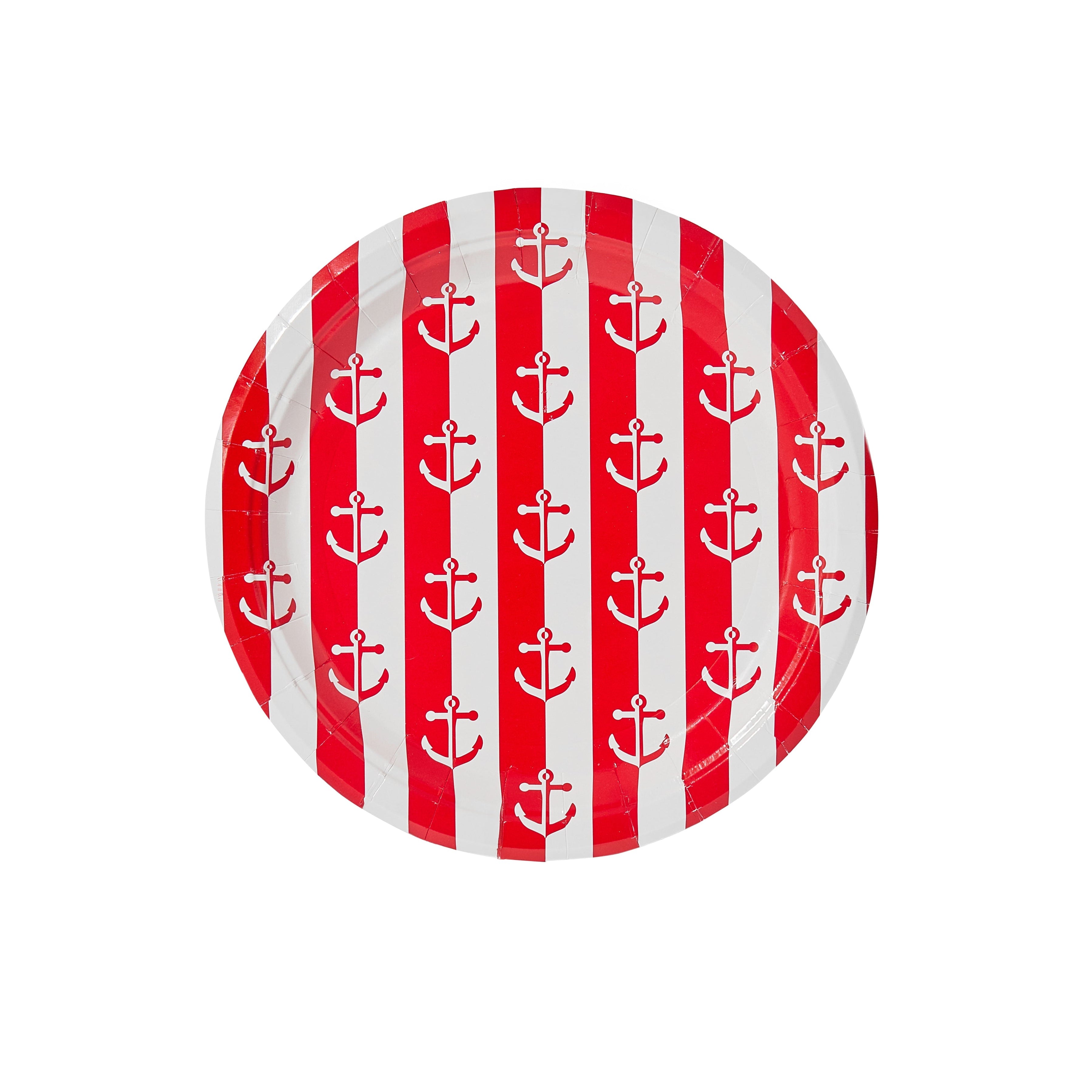 Anchor Away Stripes Dessert Plates - 8 Pack-Ten Easy Street