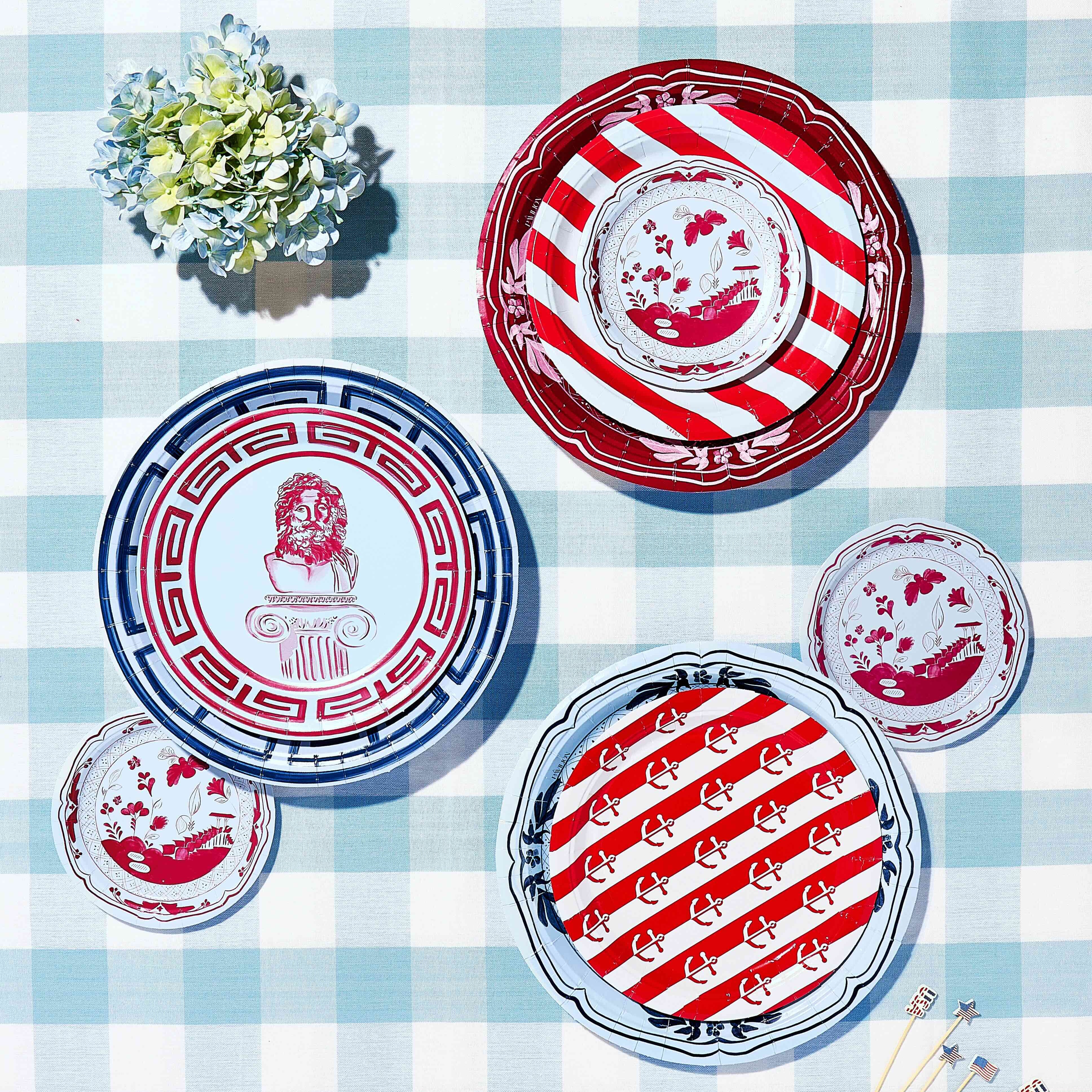Anchor Away Stripes Dessert Plates - 8 Pack-Ten Easy Street