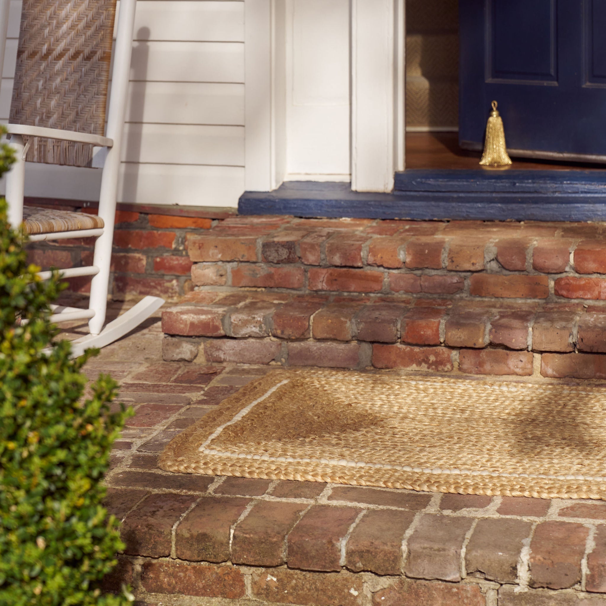 Braided Jute Doormat with Hand-spun Wool Accents - Ten Easy Street