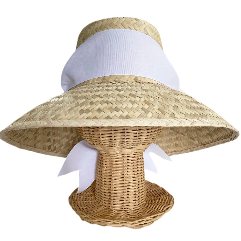 Amaryllis Sun Hat - White Wide & Short Grosgrain Ribbon - Ten Easy Street
