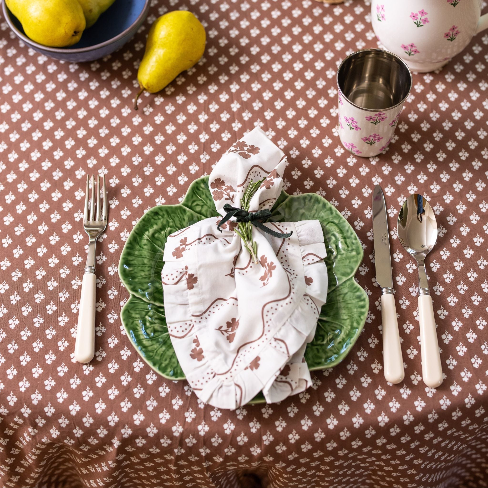 Beatrice Chocolate Ruffled Napkins - Set of 4-Ten Easy Street