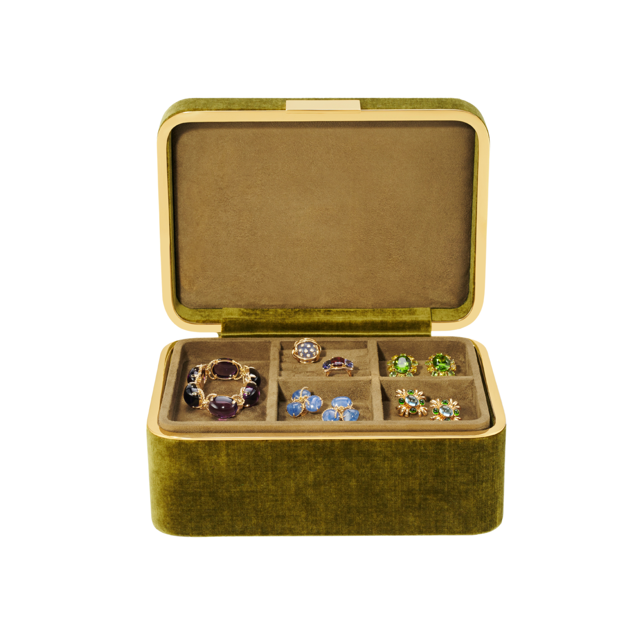 Beauvais Velvet Jewelry Box in Moss-Ten Easy Street
