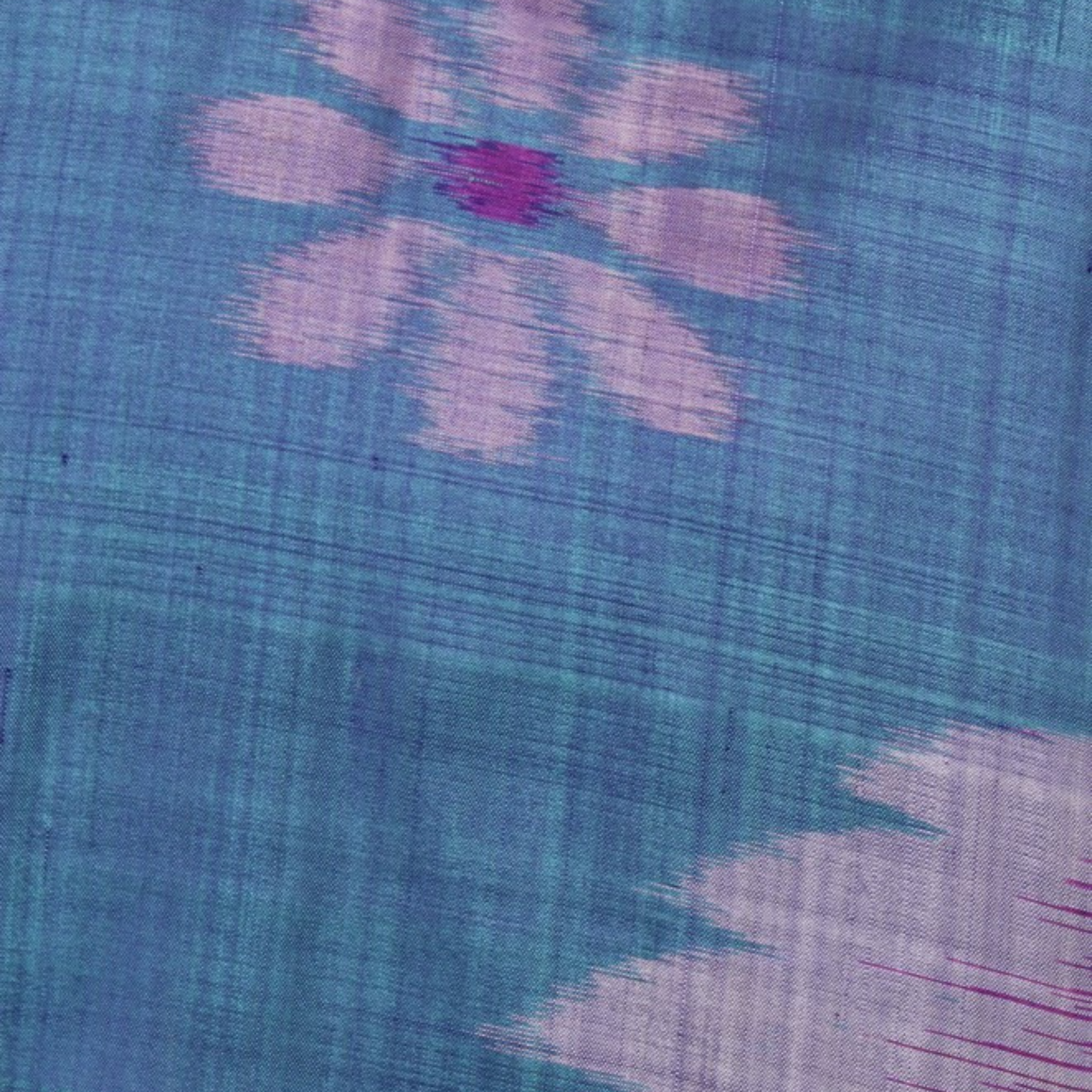 Blate Blue Silk Kimono Jacket with Woven Purple Flowers - Ten Easy Street