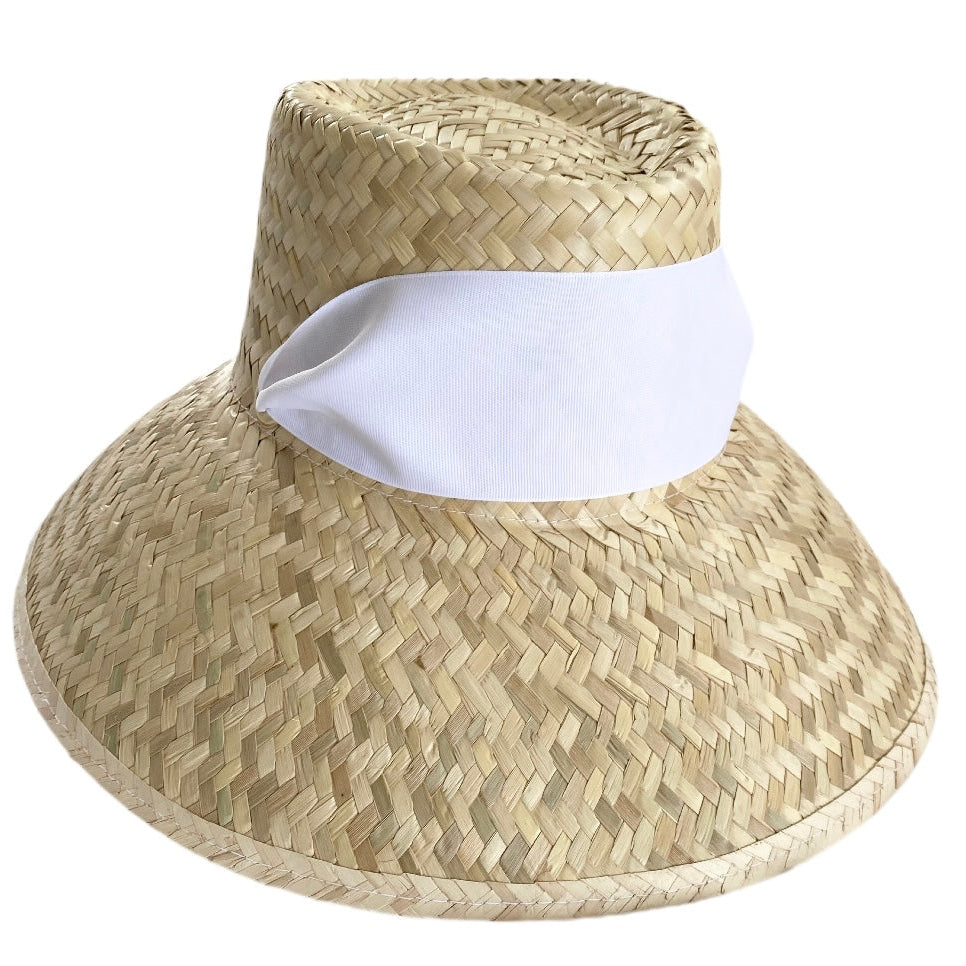 Amaryllis Sun Hat - White Wide & Short Grosgrain Ribbon - Ten Easy Street