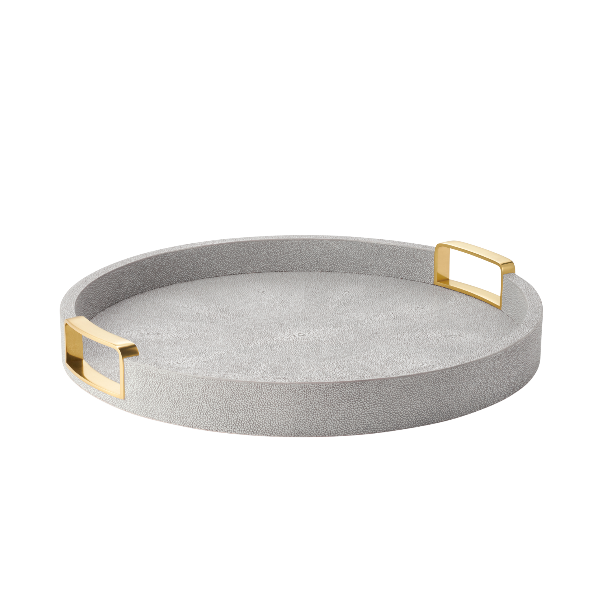 Carina Shagreen Small Round Tray in Dove-Ten Easy Street