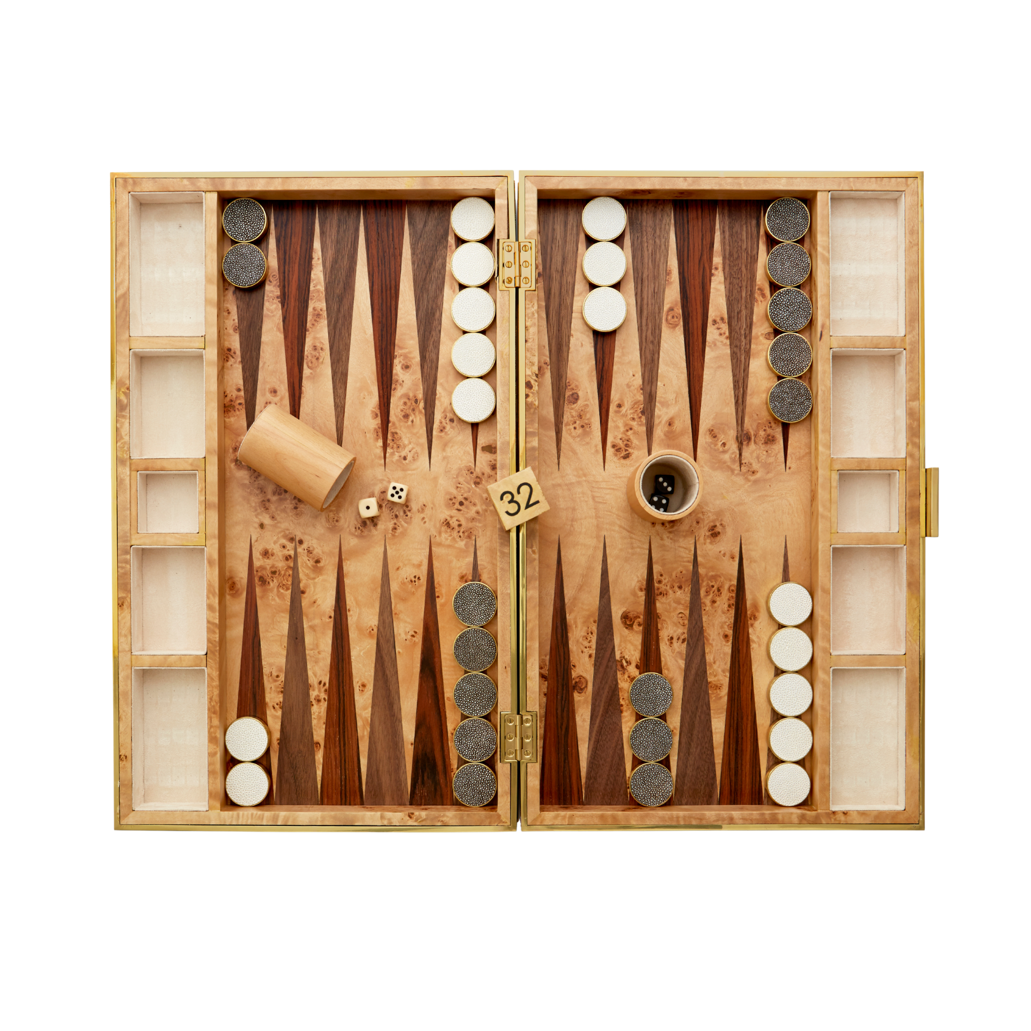 Chocolate Shagreen Backgammon Set w/Dice-Ten EAsy Street