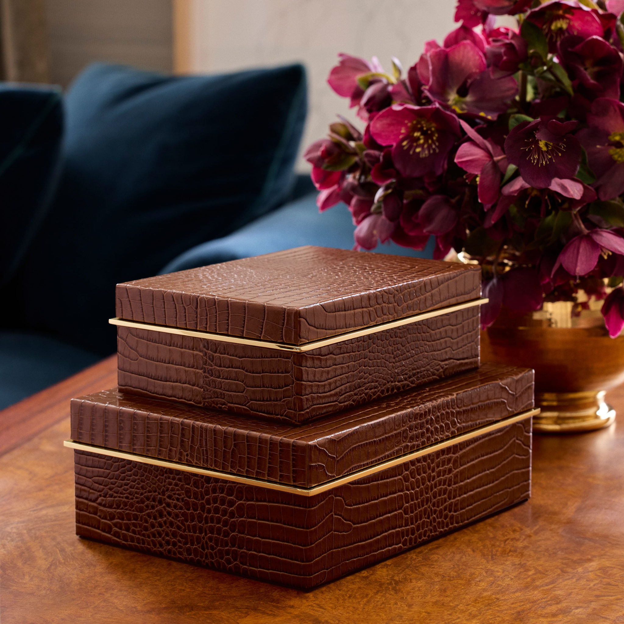 Classic Croc Leather Small Box in Chestnut-Ten Easy Street