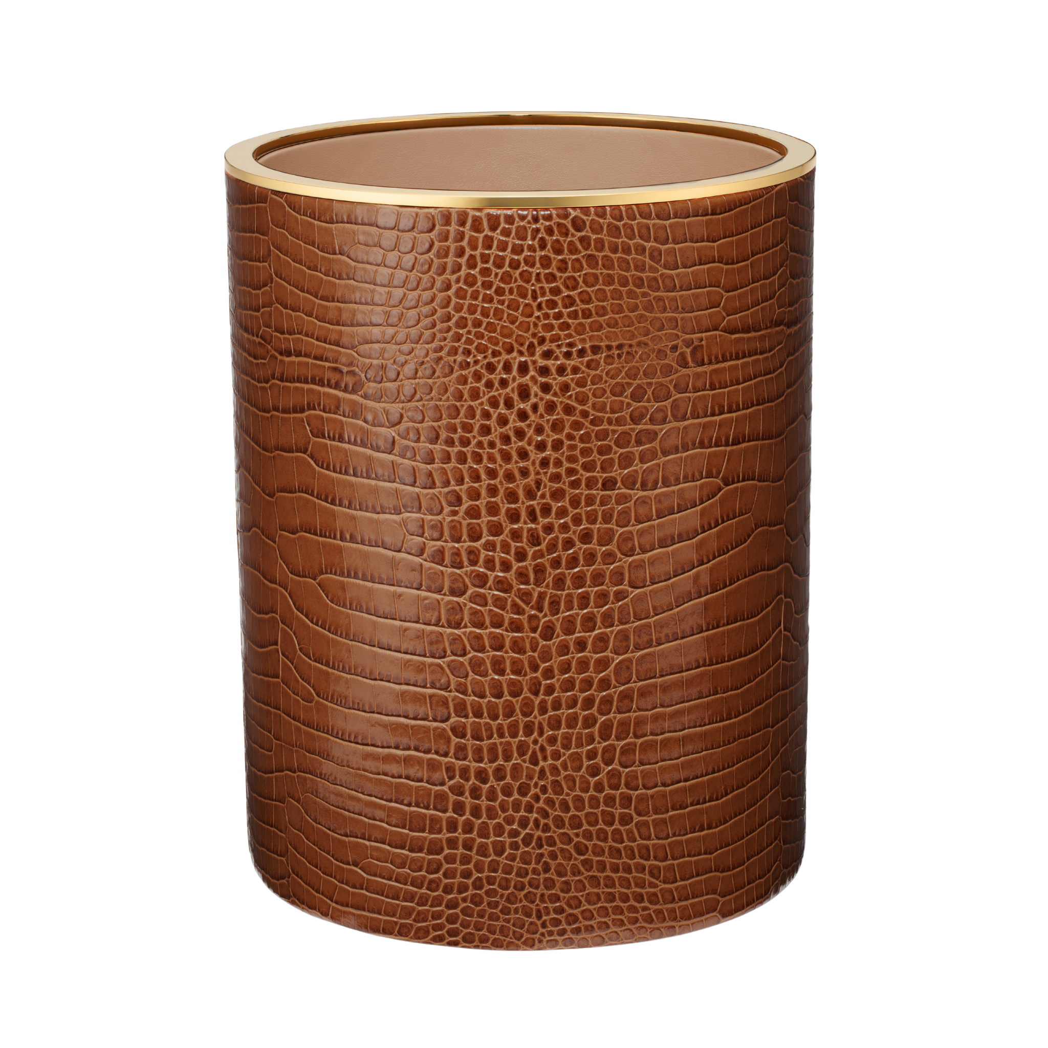Classic Croc Leather Wastebasket in Chestnut-Ten Easy Street