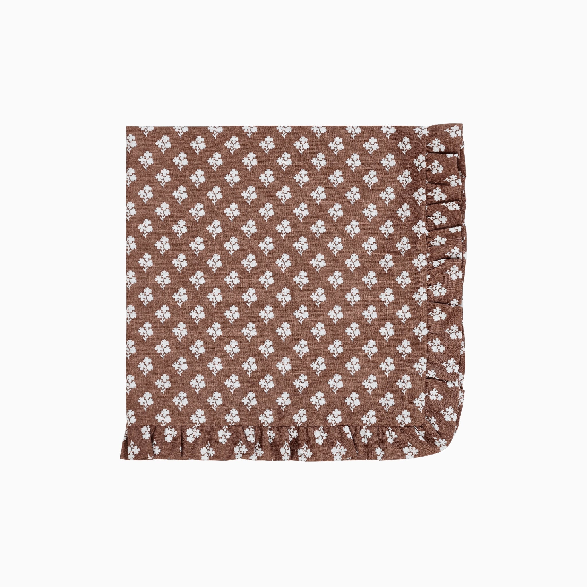 Constance Chocolate Ruffled Dinner Napkins - Set of 4-Ten Easy Street