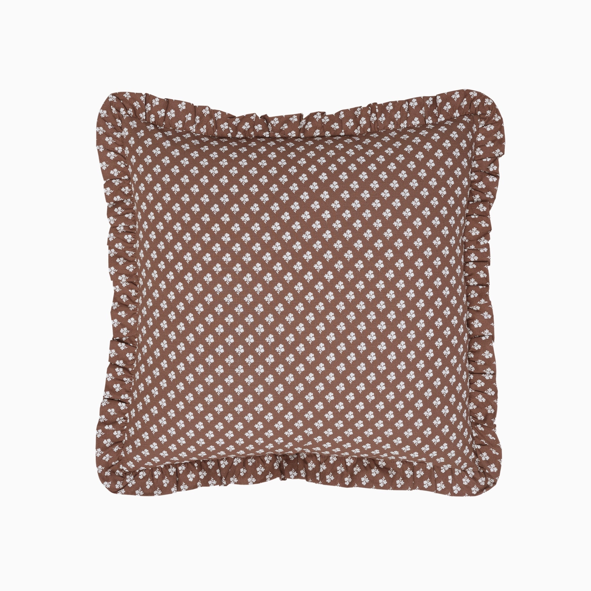 Constance Chocolate Ruffled Throw Pillow-Ten Easy Street