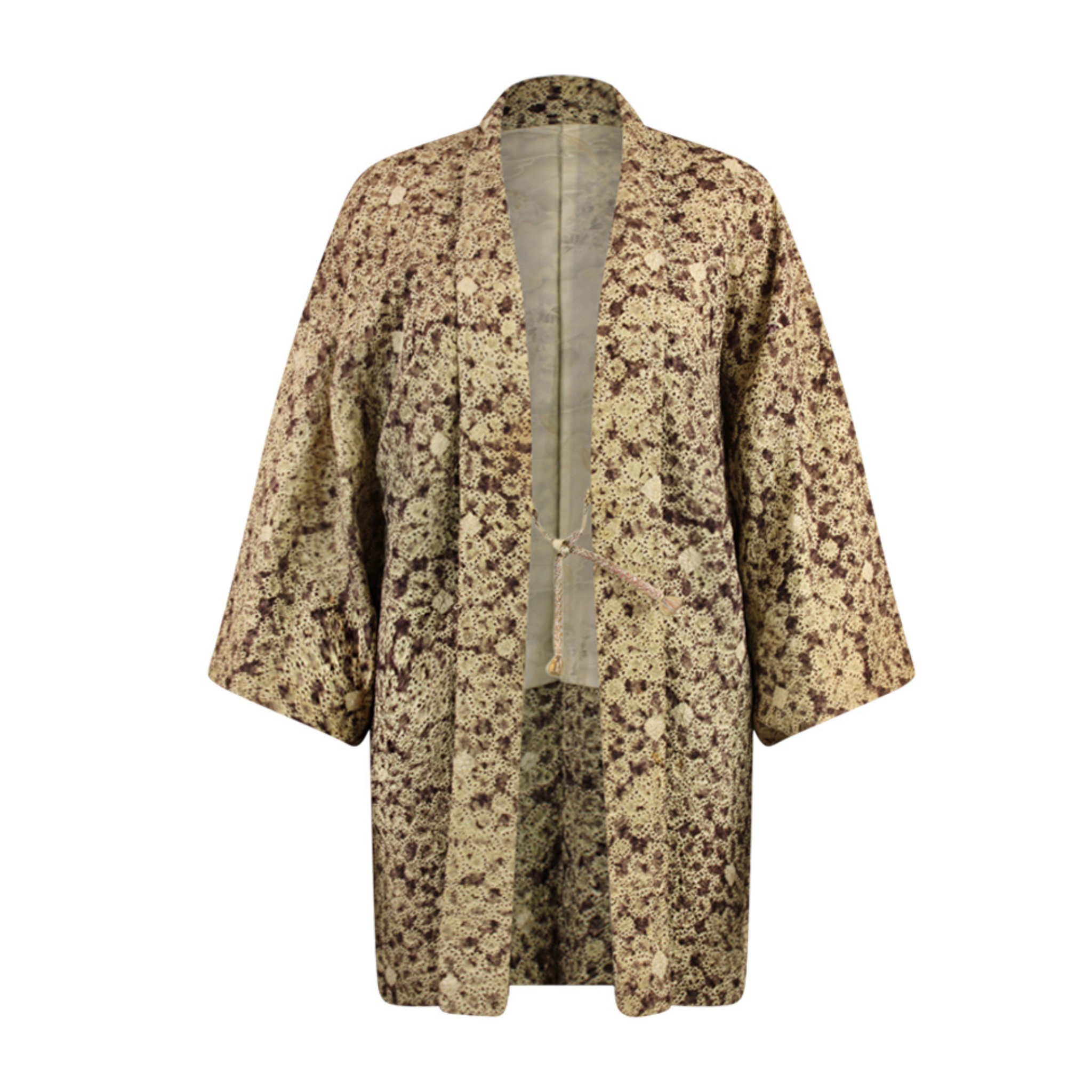 Dappled Brown Silk Jacket with Complex Shibori Design - Ten Easy Street