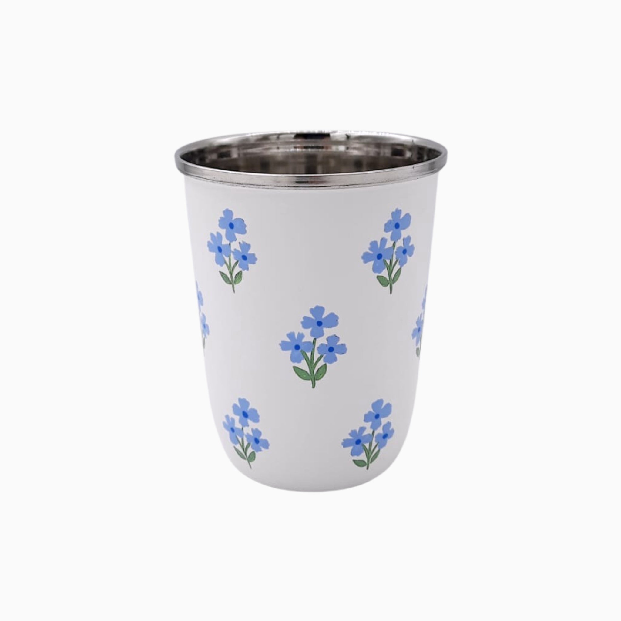 Floral Blue Short Enamelware Tumblers - Set of 4-Ten Easy Street