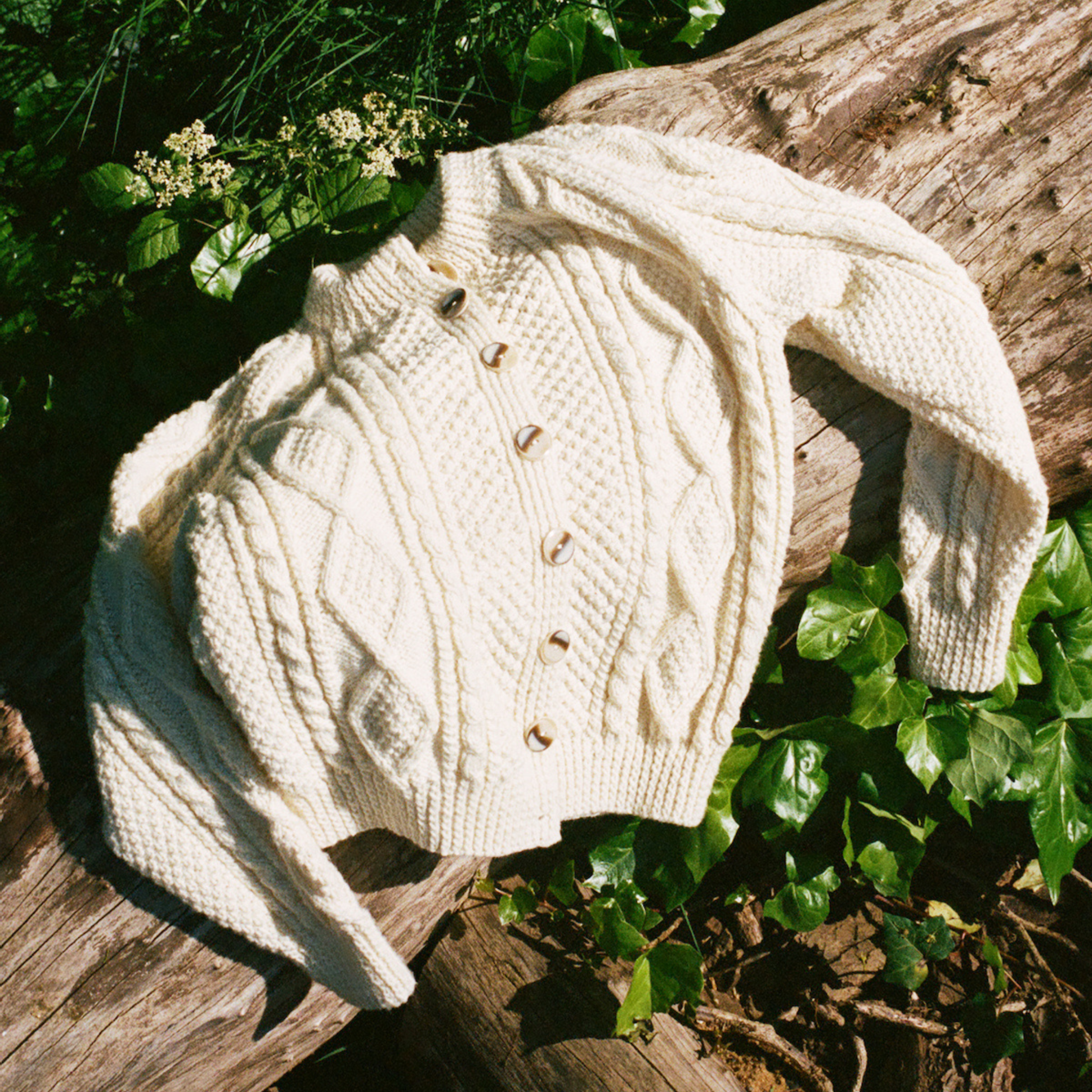 Forever Cardigan in Ivory-Moss+Cable-Ten Easy Street