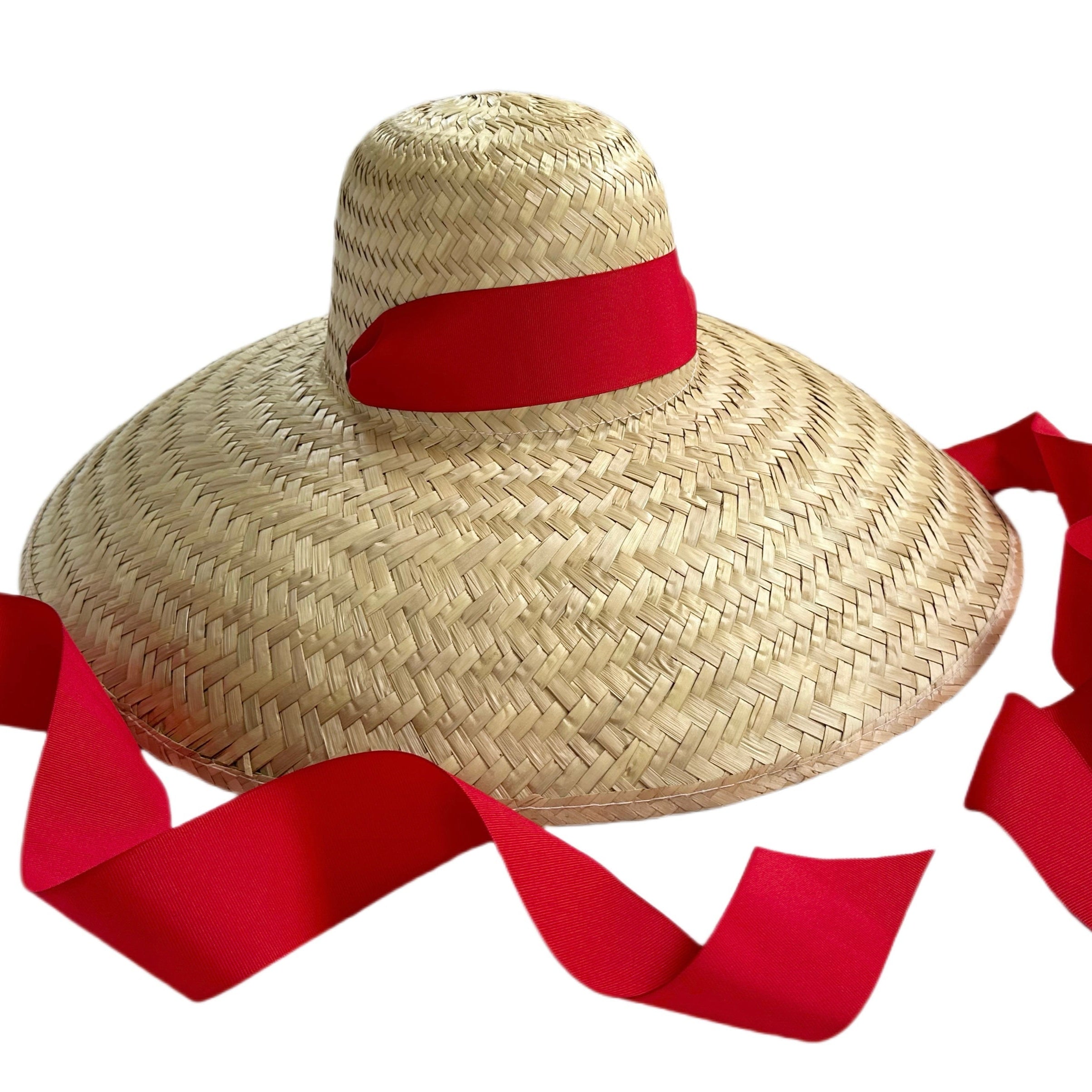 Geranium Sun Hat - Long Red Grosgrain Ribbon - Ten Easy Street