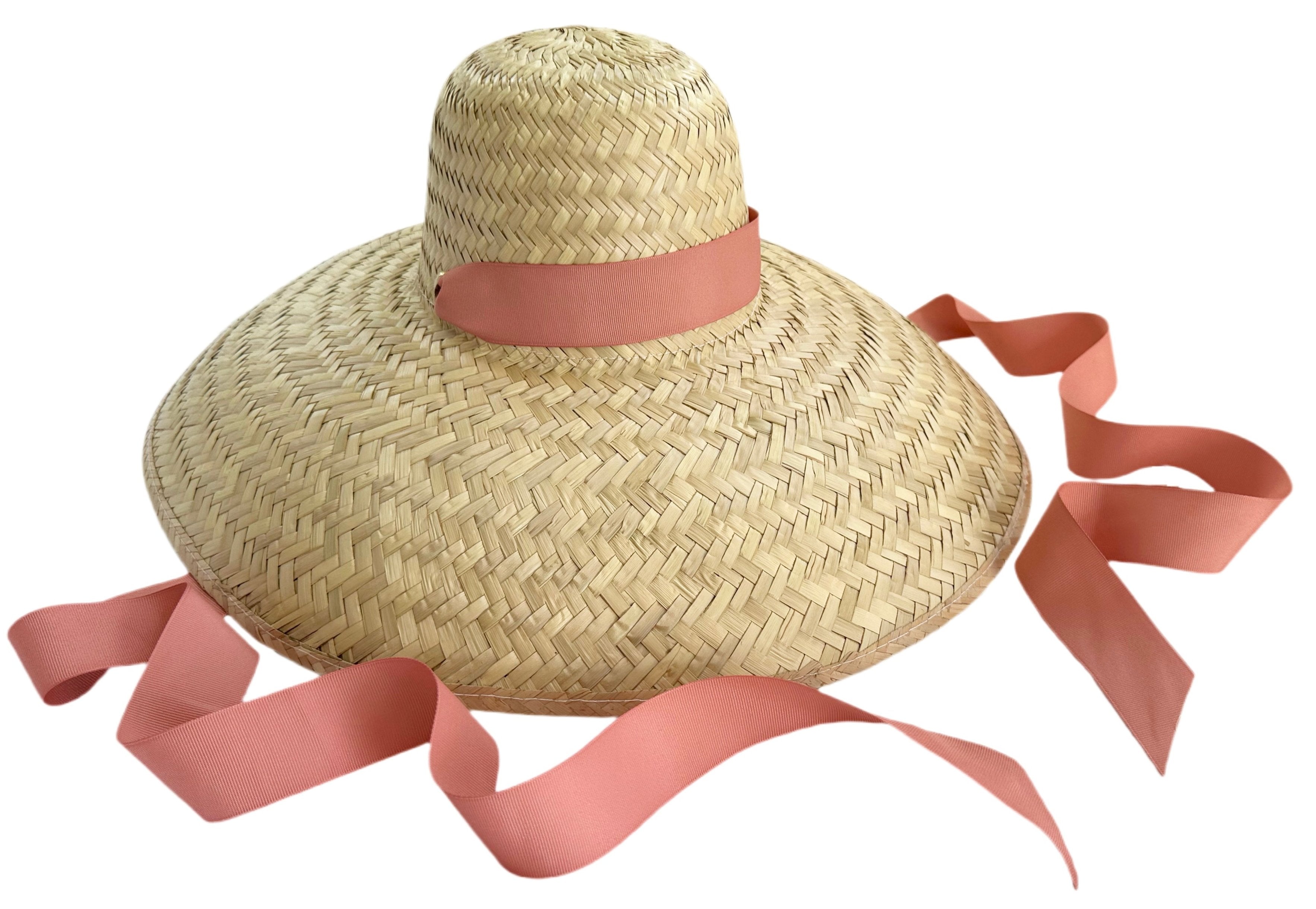 Geranium Sun Hat - Long Coral Grosgrain Ribbon - Ten Easy Street