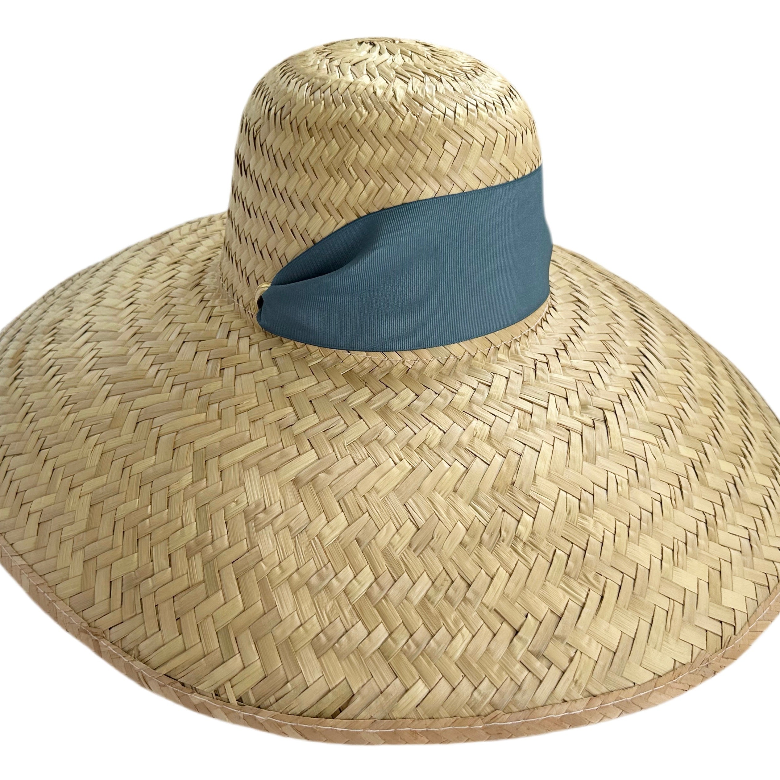 Geranium Sun Hat - Short & Wide French Blue Grosgrain Ribbon - Ten Easy Street