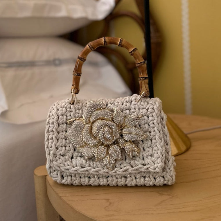 Cocktail Bag" with Brooch in Gold Fleck