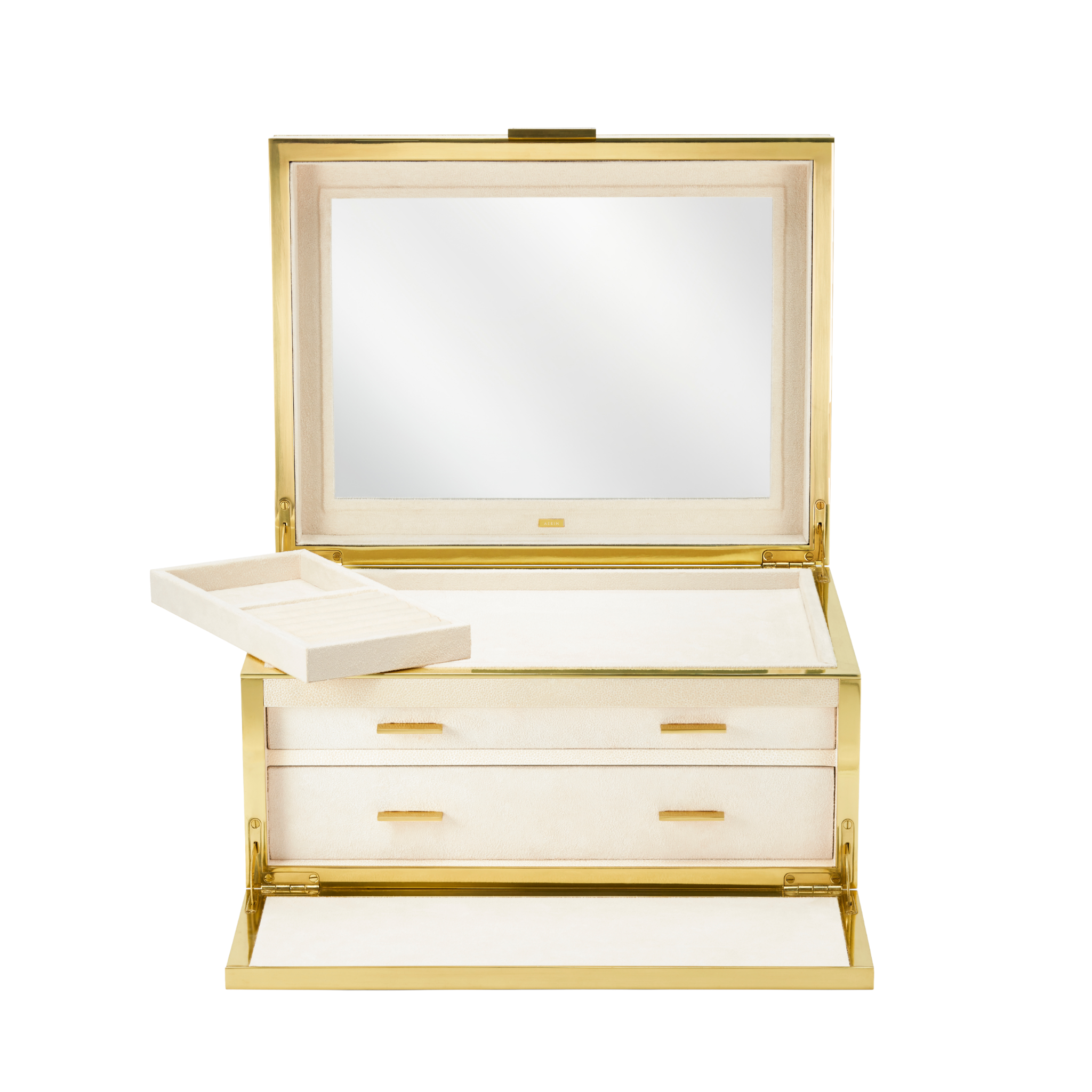 Luxe Shagreen Jewelry Box in Cream-Ten Easy Street