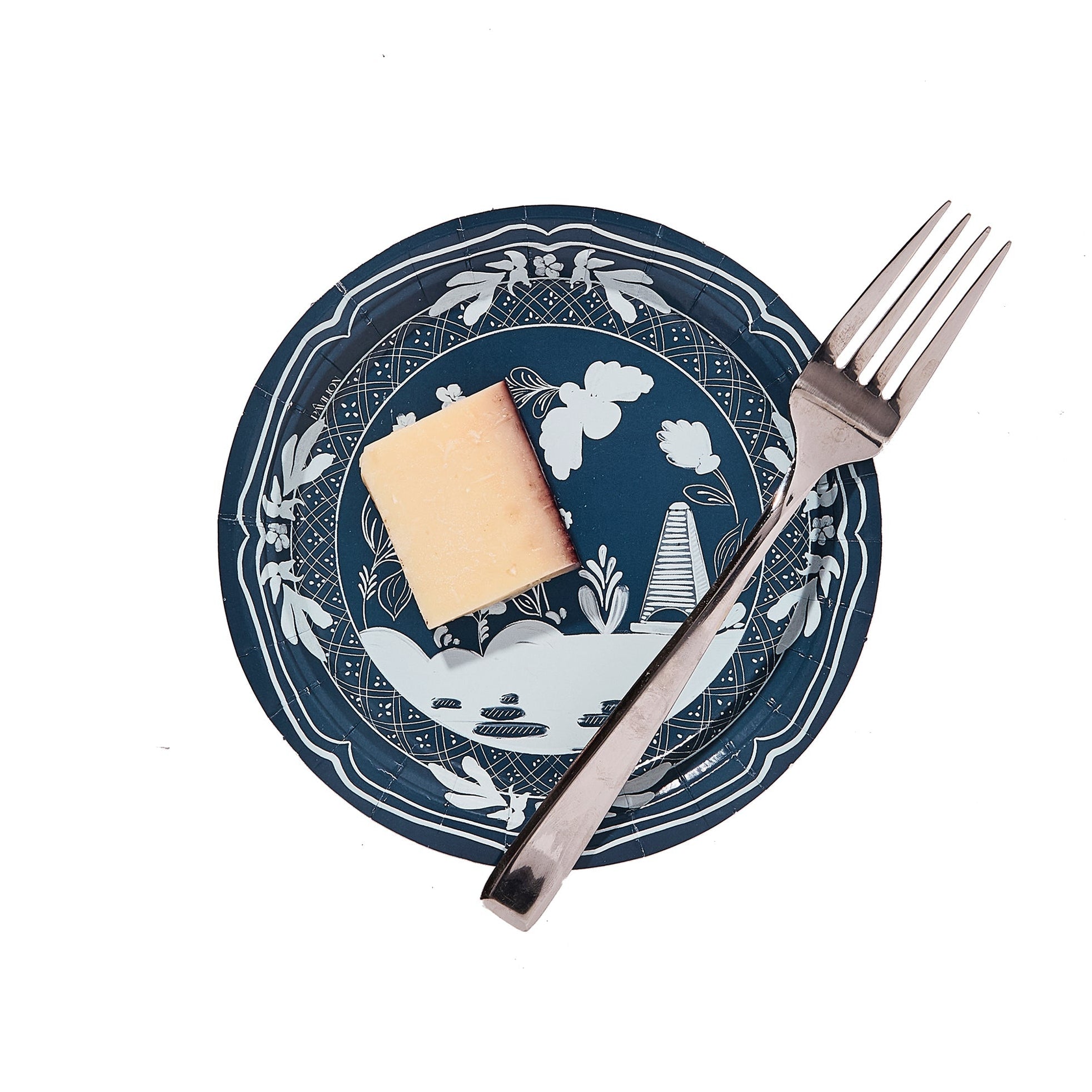 Mini Hors D'oeuvre Navy and Sky Blue Pavilion Beachside Paper Plate - 8 pack-Ten Easy Street