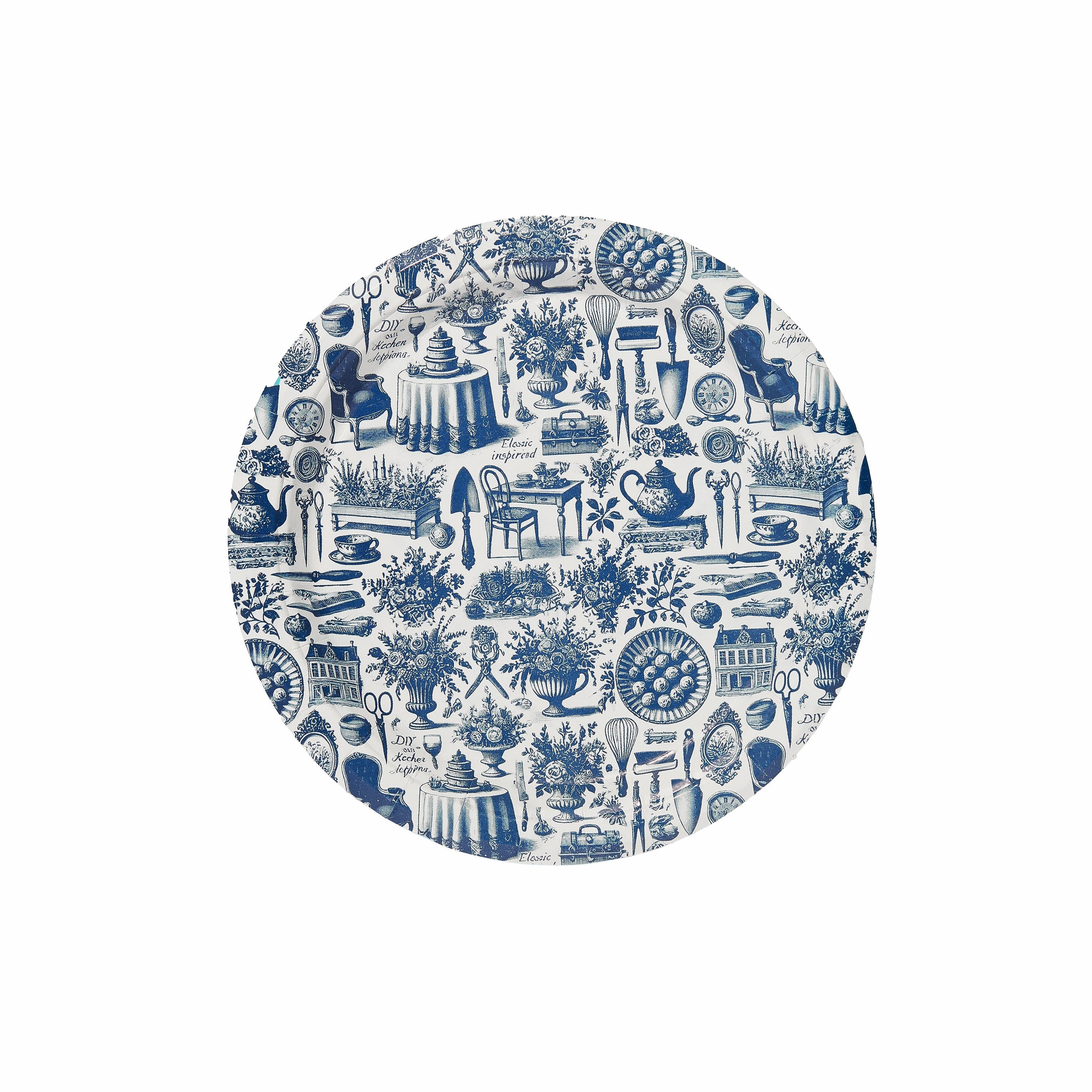 Mini Hors D'oeuvre Navy and White Martha Toile Paper Plate - 8 pack-Ten Easy Street