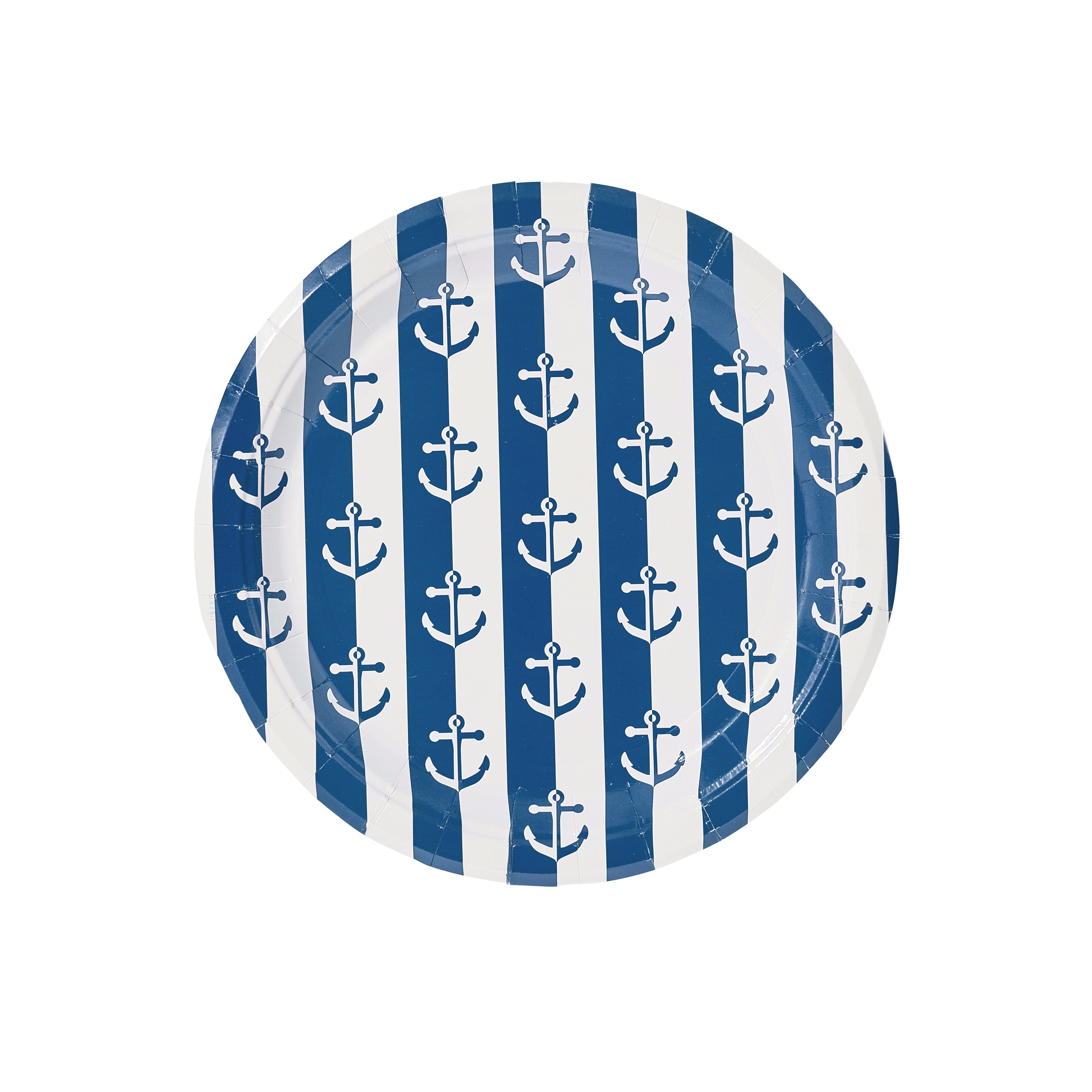 Navy Anchor Away Stripes Dessert Paper Plates - 8 Pack-Ten Easy Street