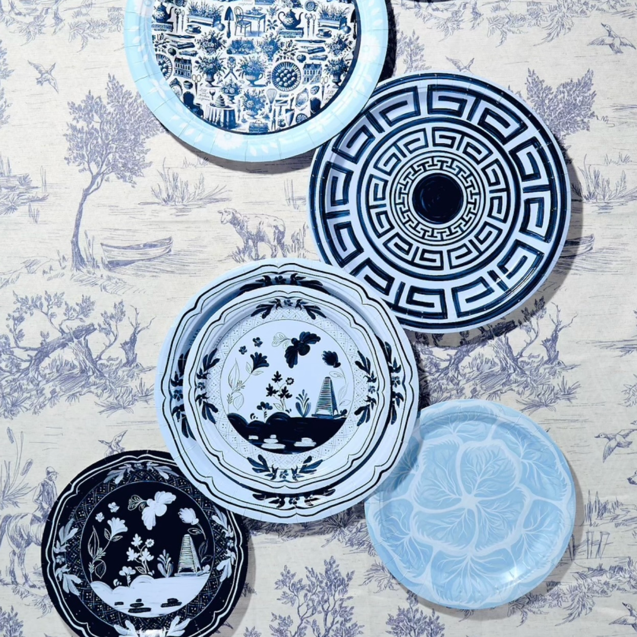 Navy and Sky Beachside Pavilion Dinner Plate - 8 pack-Ten Easy Street