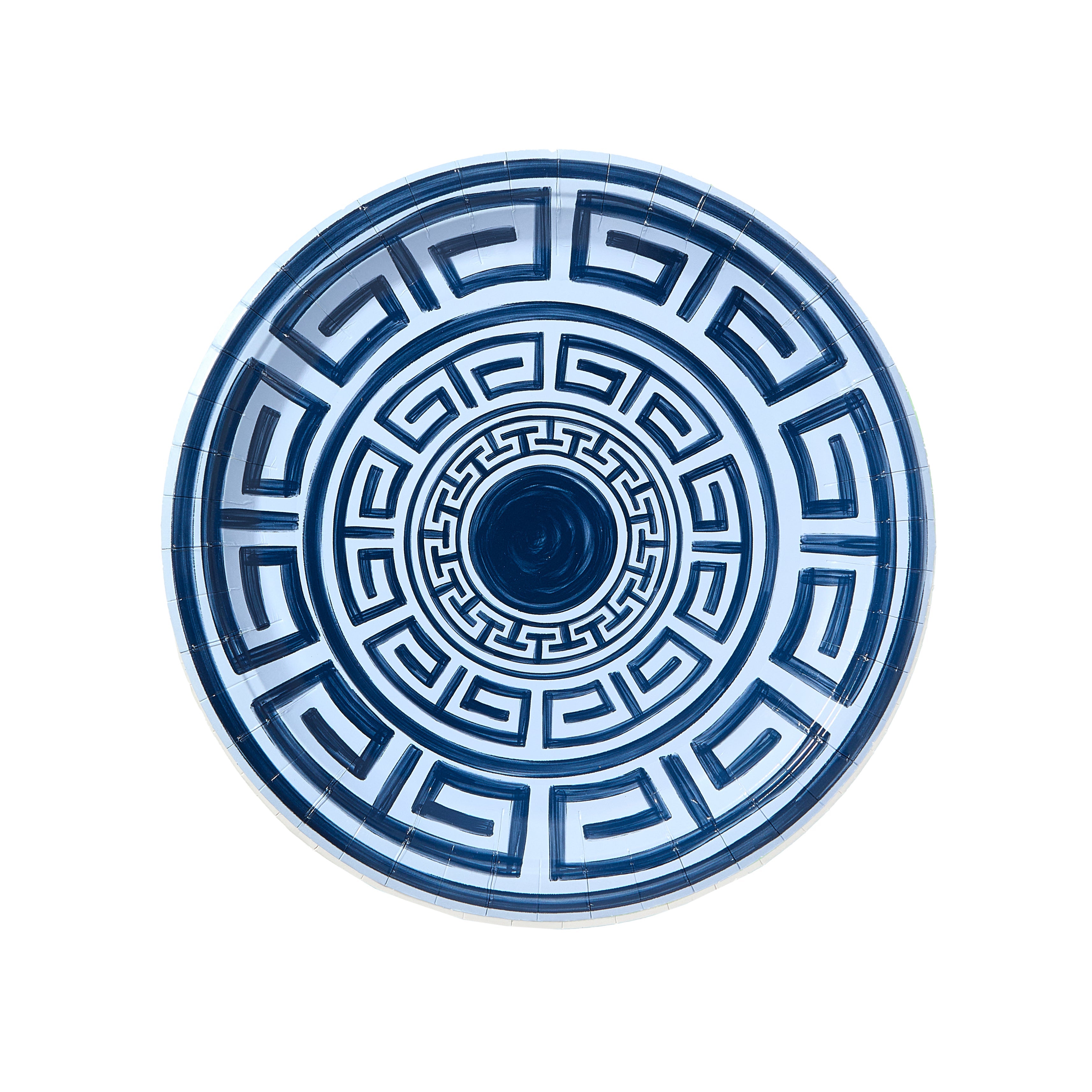 Navy and Sky Greek Key Pavilion Dinner Plates - 8 pack-Ten Easy Street