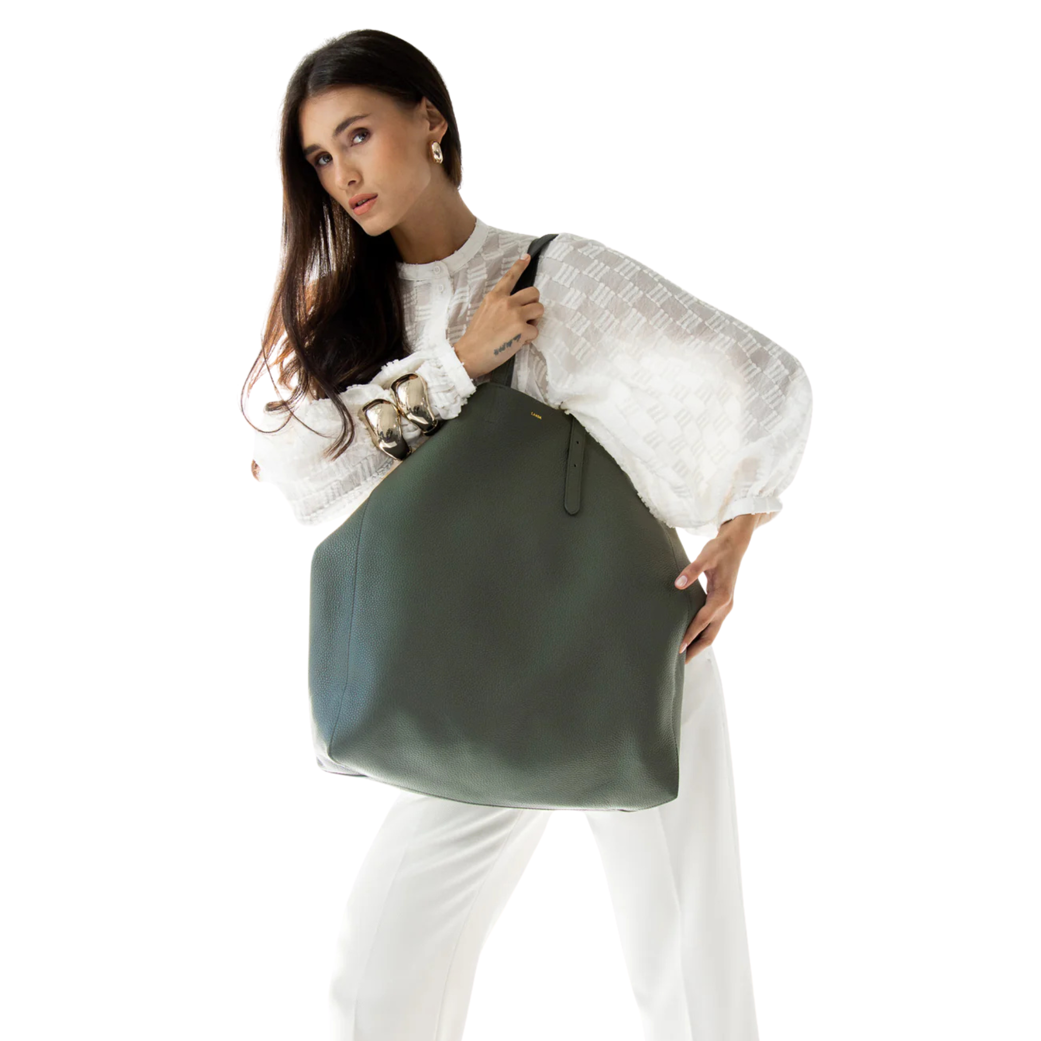 Panama Oversized Shopper in Dark Green-LANDA-Ten Easy Street