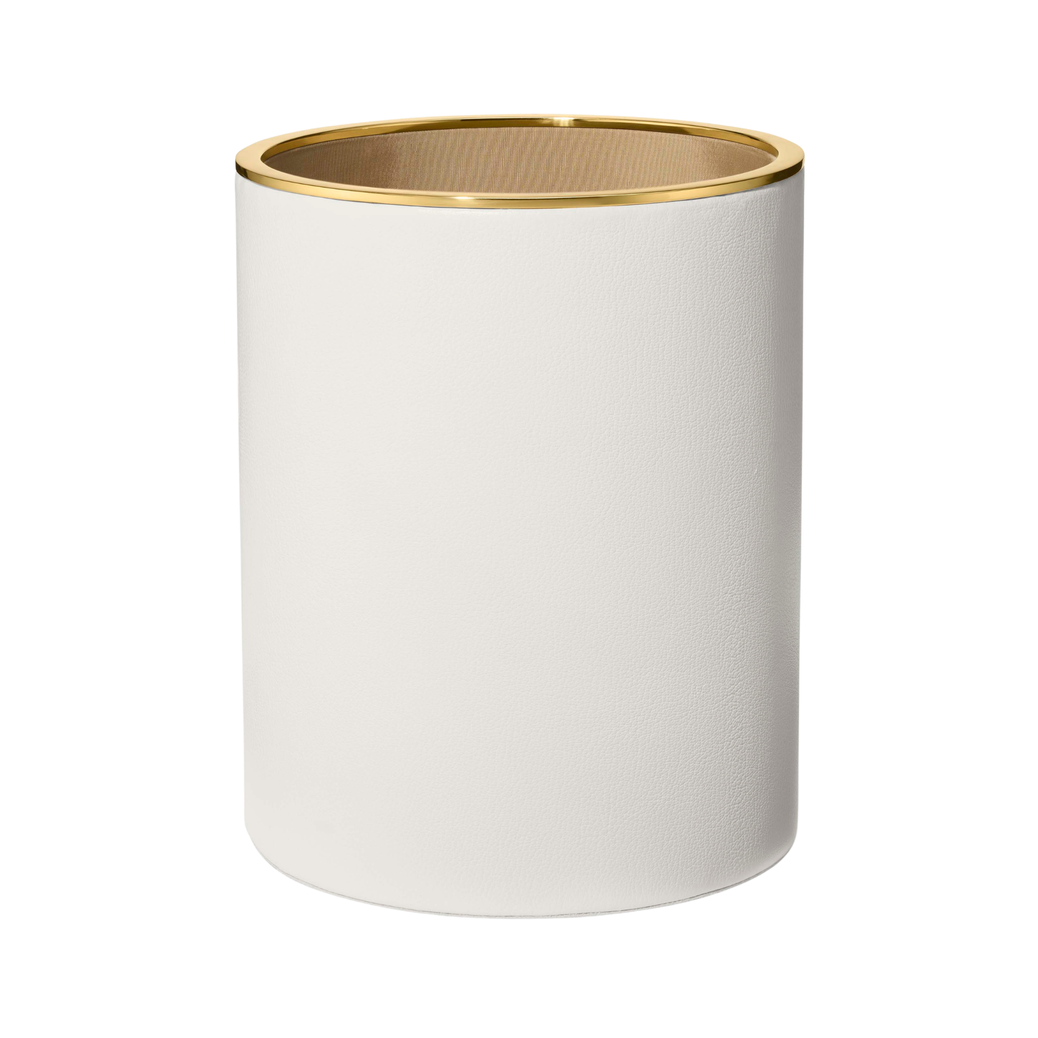 Piero Leather Wastebasket in Shadow White-Ten Easy Street
