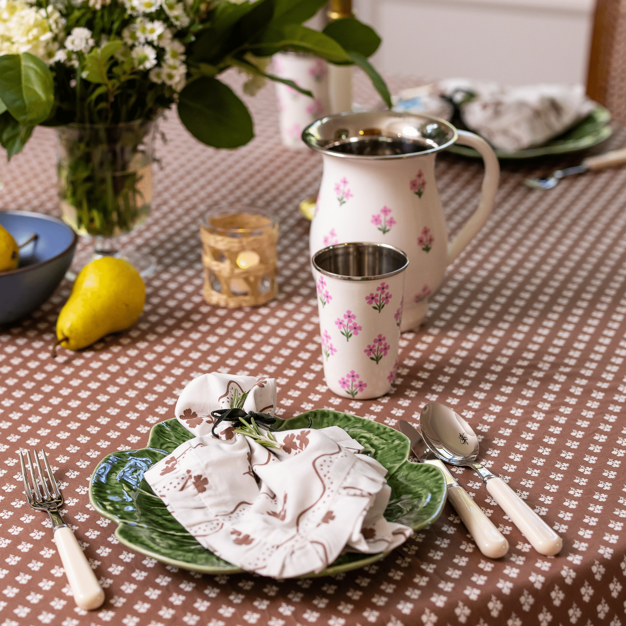 Pink Floral Enamelware Pitcher-Ten Easy Street