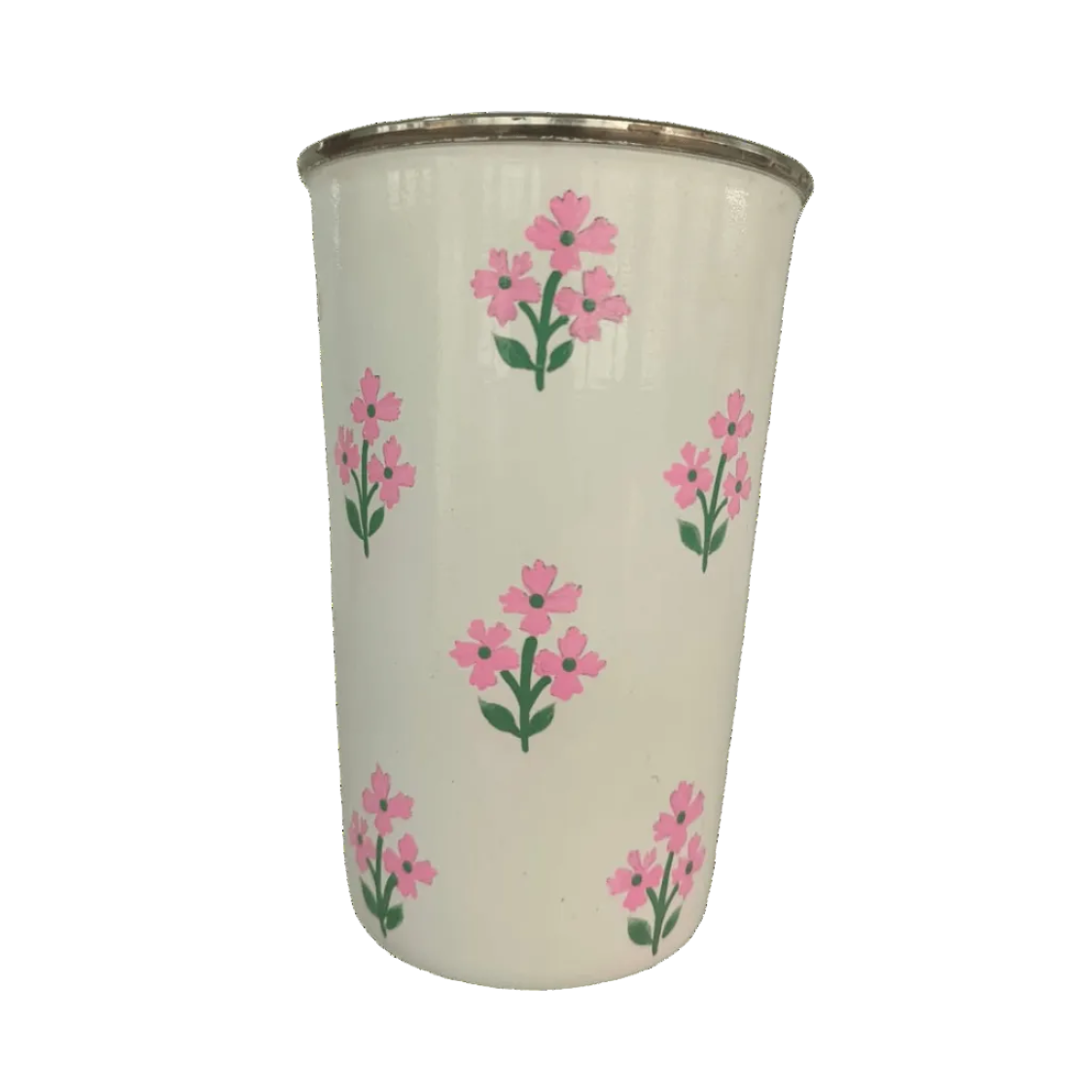 Pink Floral Tall Enamelware Tumblers - Set of 4-Ten Easy Street