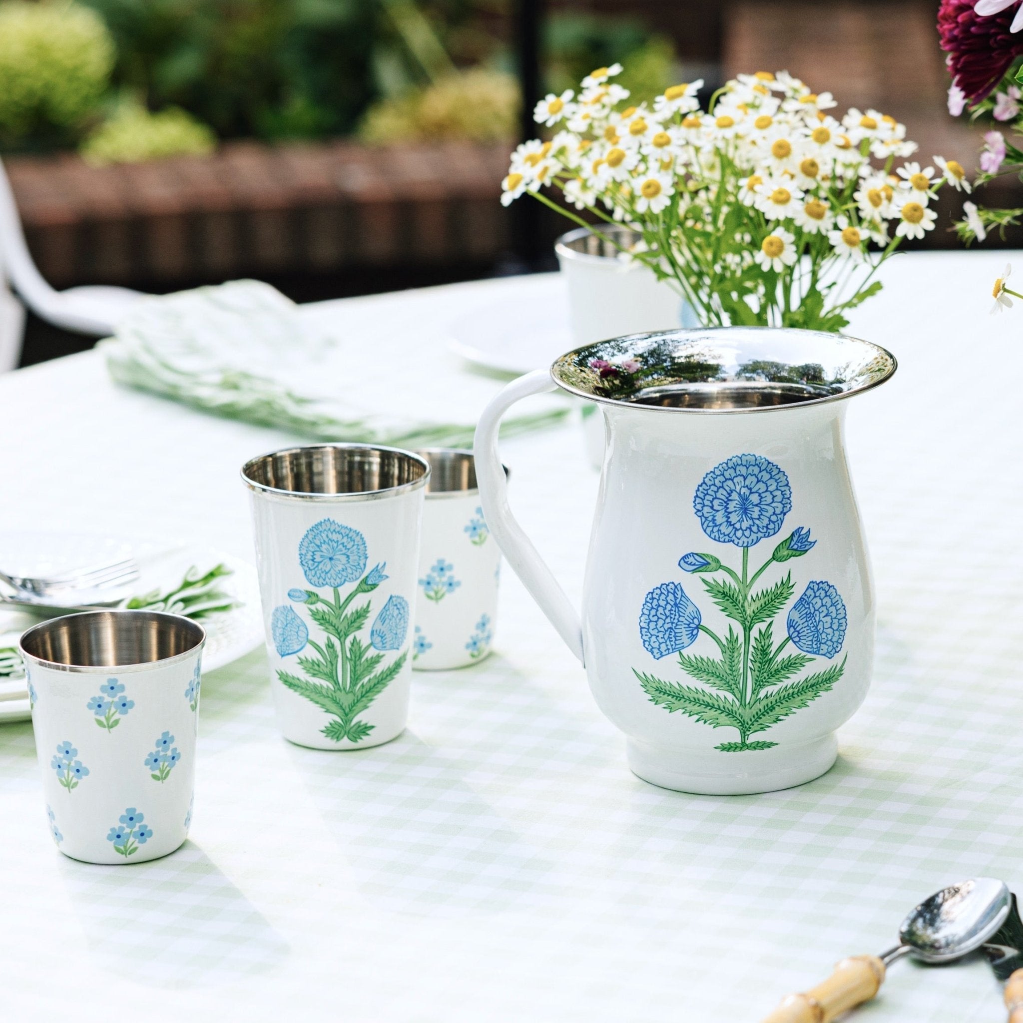 Poppy Blue Tall Enamelware Tumblers - Set of 4-Ten Easy Street