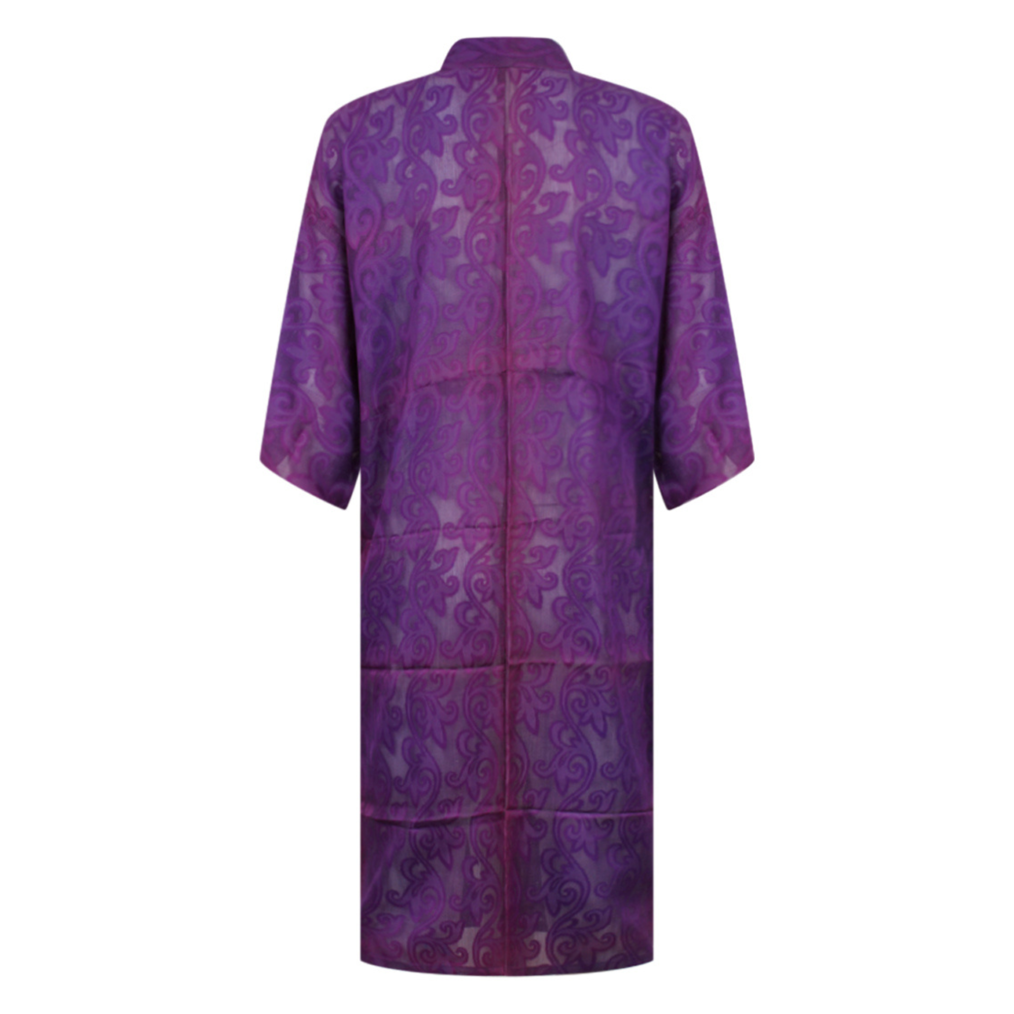 Purple Summer Silk Kimono Duster with Woven Swirls - Ten Easy Street