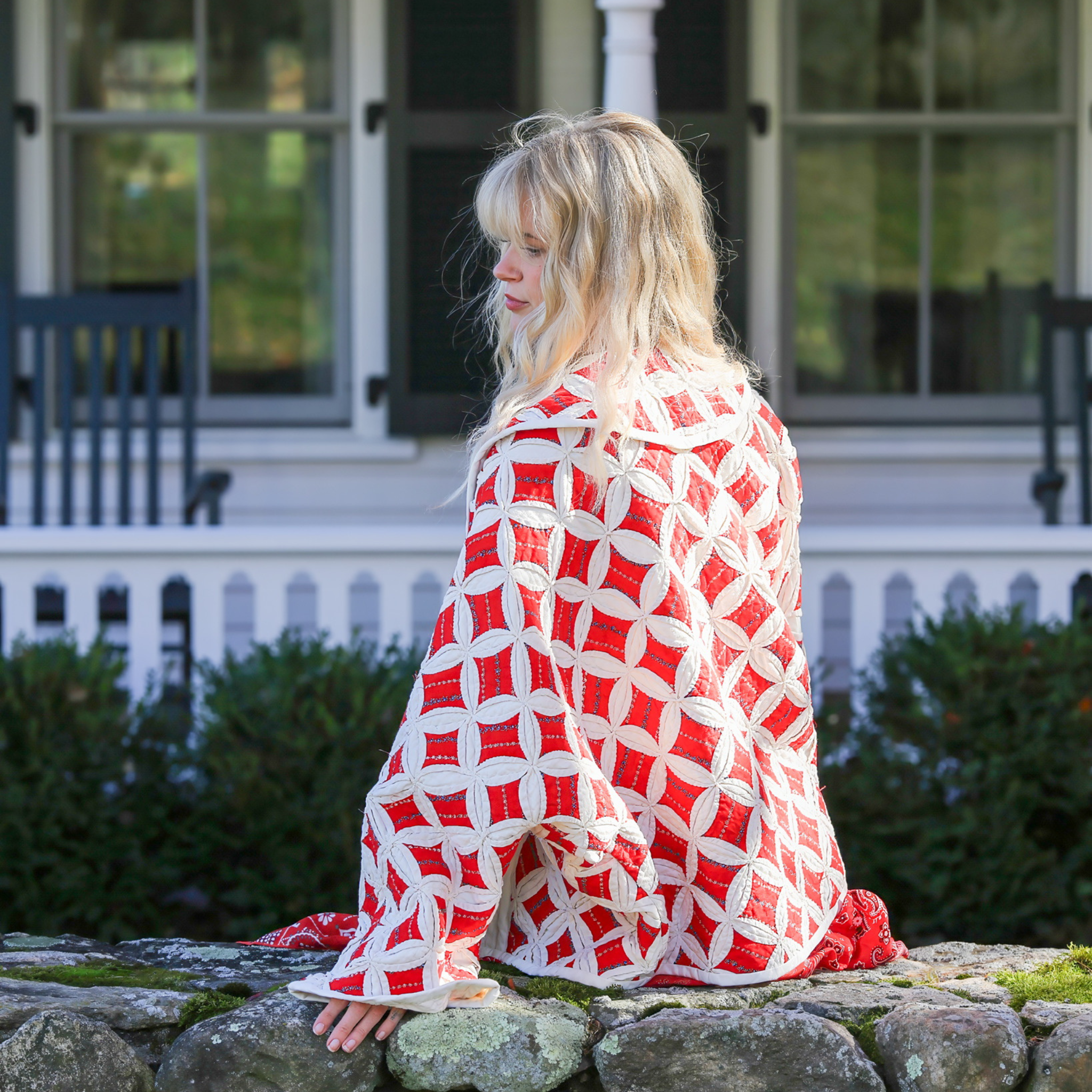 Rare Red Cathedral Window Classic Swoop Coat-Ten Easy Street