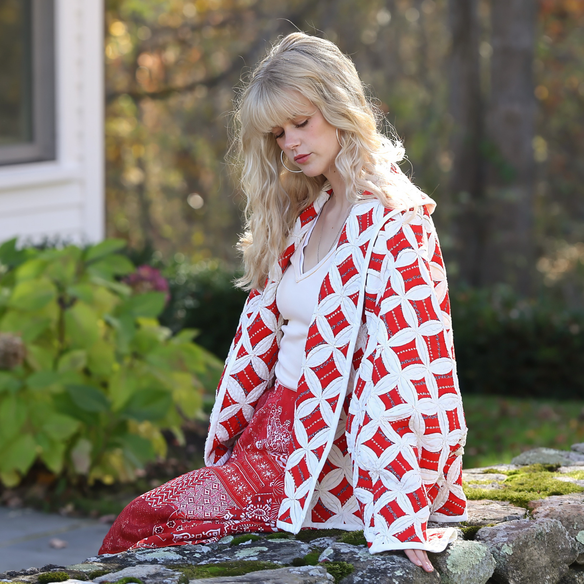 Rare Red Cathedral Window Classic Swoop Coat-Ten Easy Street