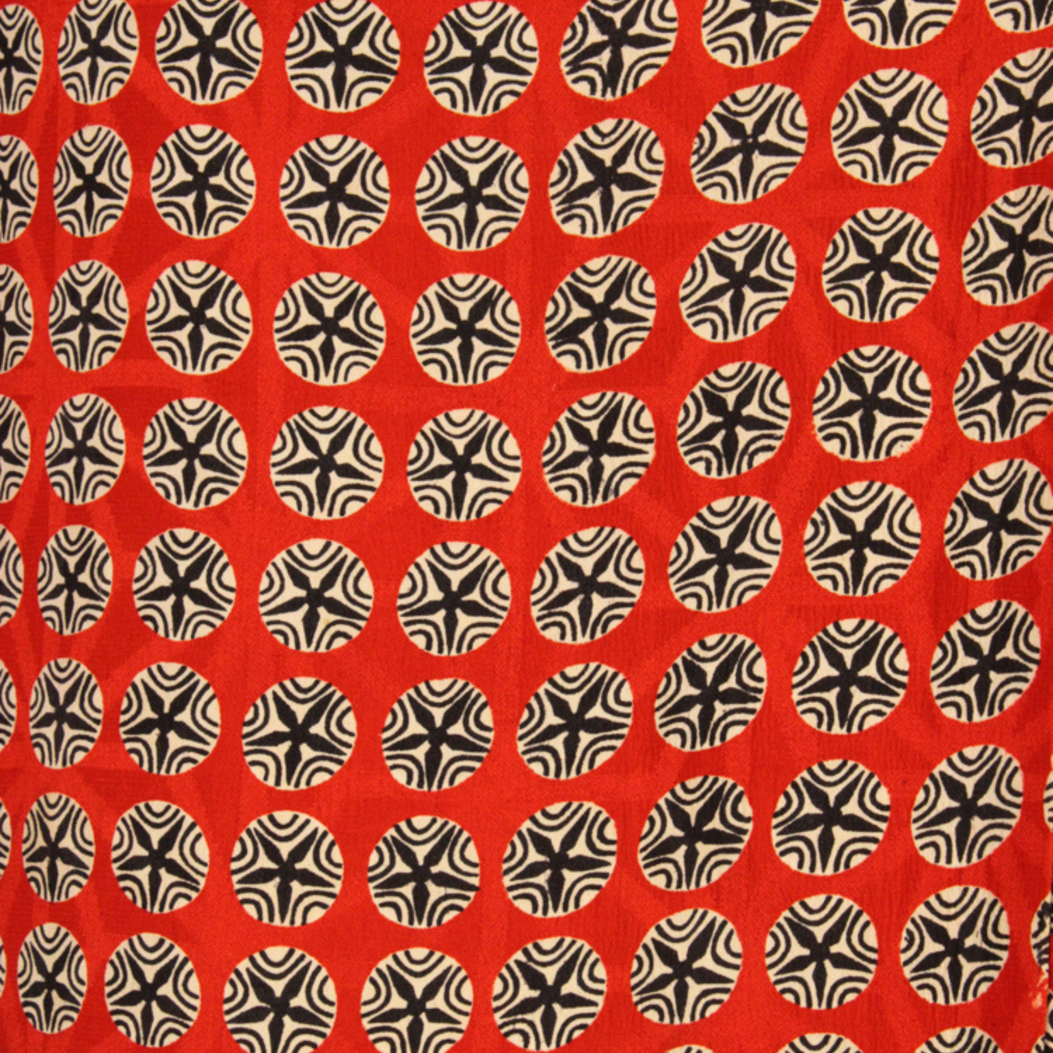 Red Silk Kimono Jacket with White and Black Abstract Symbols - Ten Easy Street