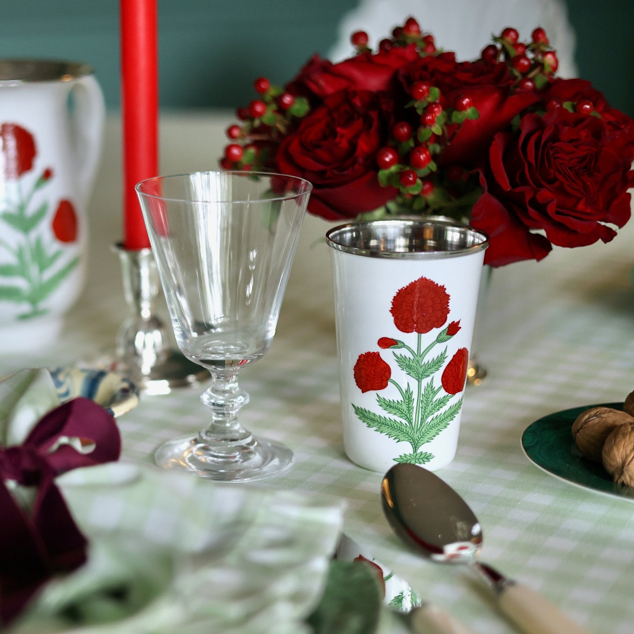 Red Poppy Tall Enamelware Tumblers - Set of 4-Ten Easy Street